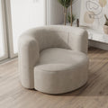 Acanva Luxury Modern Tight Curved Back Velvet Sofa, Minimalist Style Comfy Couch for Living Room Apartment Reception Space, Cream Single Chair