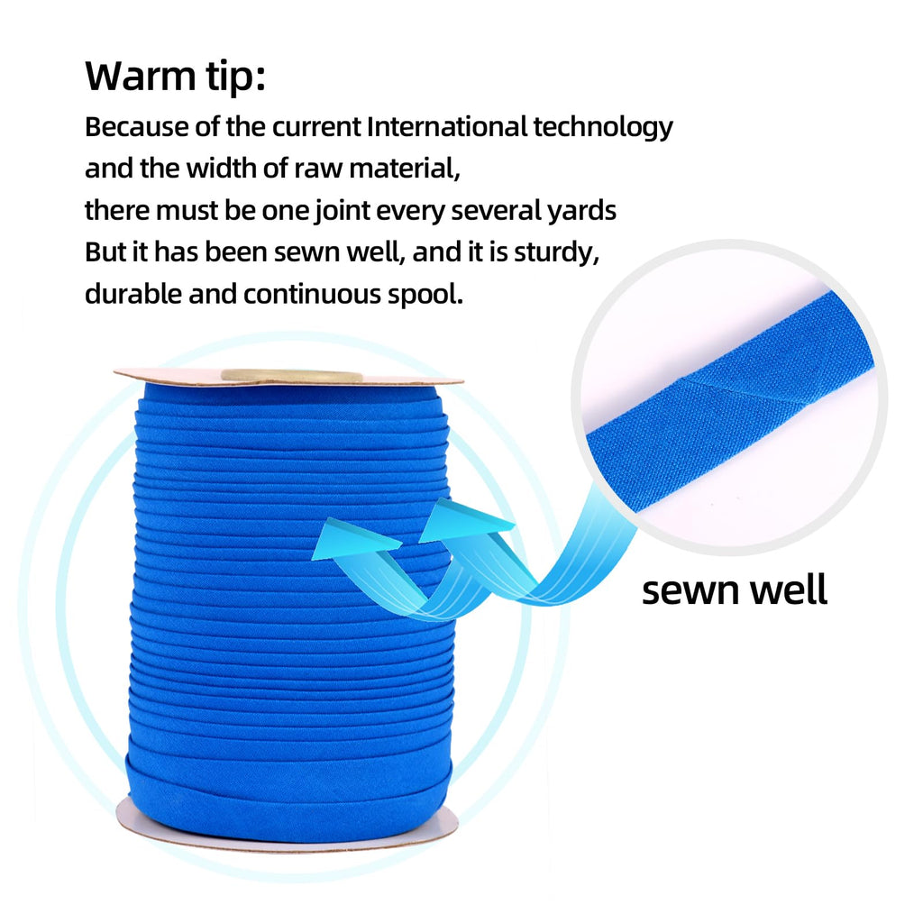 Tewadoo Bias Tape Double Fold 1/2 Inch - Black 55 Yards Polyester Binding Tape for Sewing, Quilt Binding, Hemming, Seaming and Fabric Piping