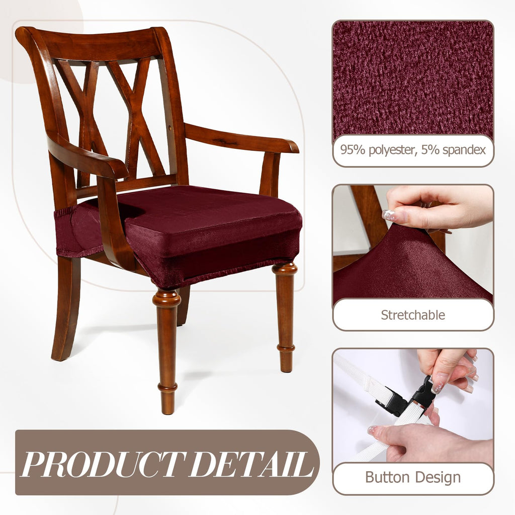 Havawish Large Dining Room Chair Seat Covers with Armrest Dining Chair Slip Covers Protectors(1 Pcs,Beige White)
