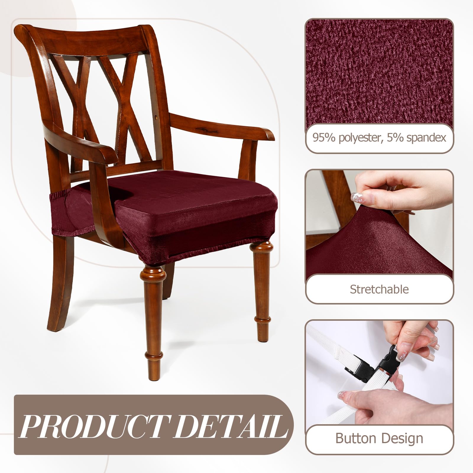 Havawish Large Dining Room Chair Seat Covers with Armrest Dining Chair Slip Covers Protectors(1 Pcs,Beige White)