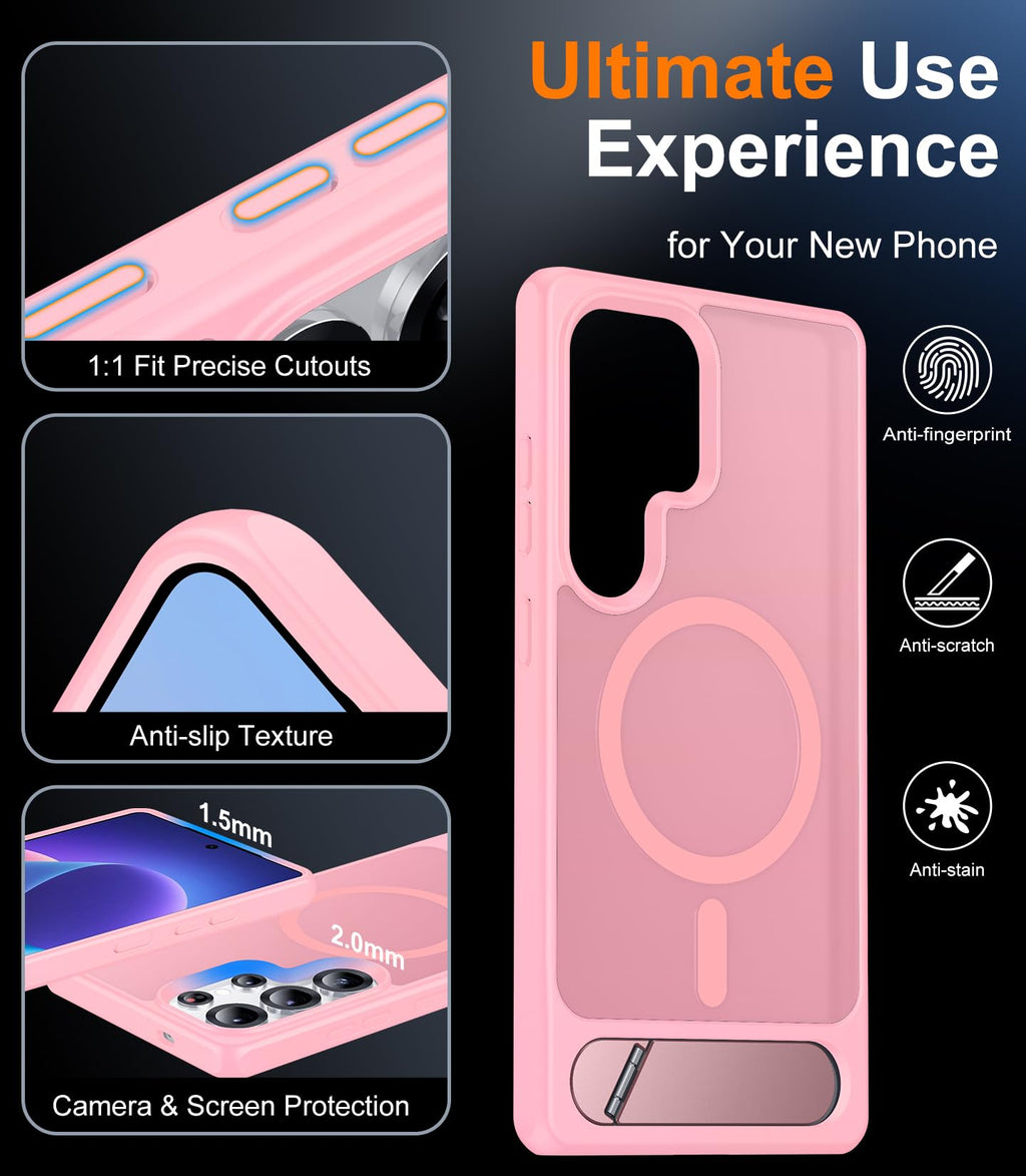 for Samsung Galaxy Z Fold 8 Case,[Compatible with MagSafe][Built-in HD Screen Protector & Kickstand][Hinge Protection]Translucent Matte Full-Body Shockproof Phone Case for Galaxy Z Fold 8,Black