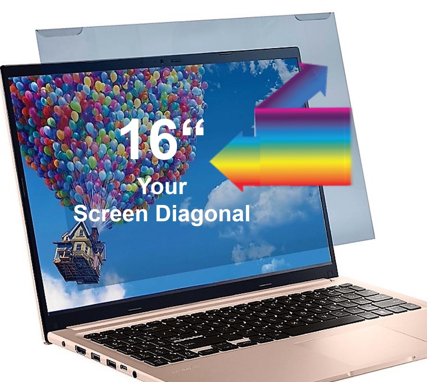 VizoBlueX - 14 inch Diagonal Blue Light Blocking Screen Protector Filter. Panel LED PC All Laptop Anti-UV Eye Protection Panel Cover - Hanging Type Fits Apple MacBook Pro 14 (W 12.4" X H 7.9")