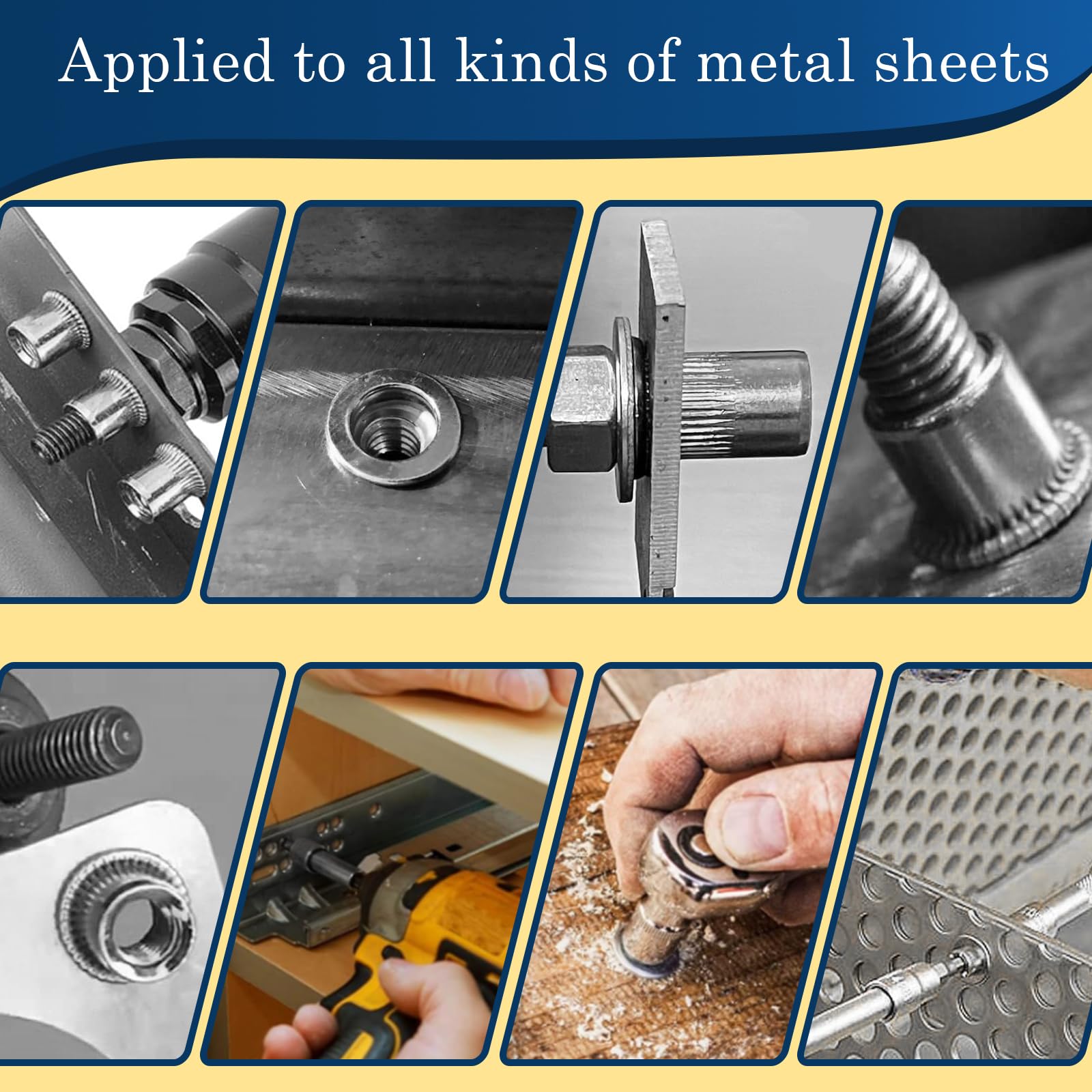 1/2''-13 UNC Rivet Nut, 10Pcs 304 Stainless Steel Flat Head Rivnut Threaded Insert Nutsert