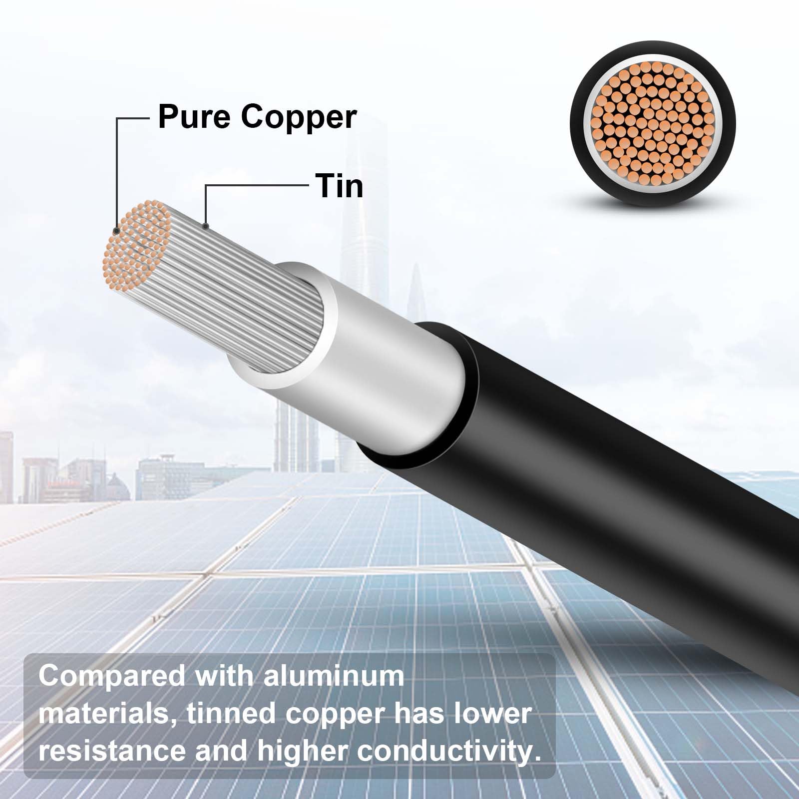 3FT 10AWG Solar Panel Extension Cable with Female and Male Connectors, Solar Cable for Solar Panels, Charge Controllers and Solar Generator (10AWG, 3FT)