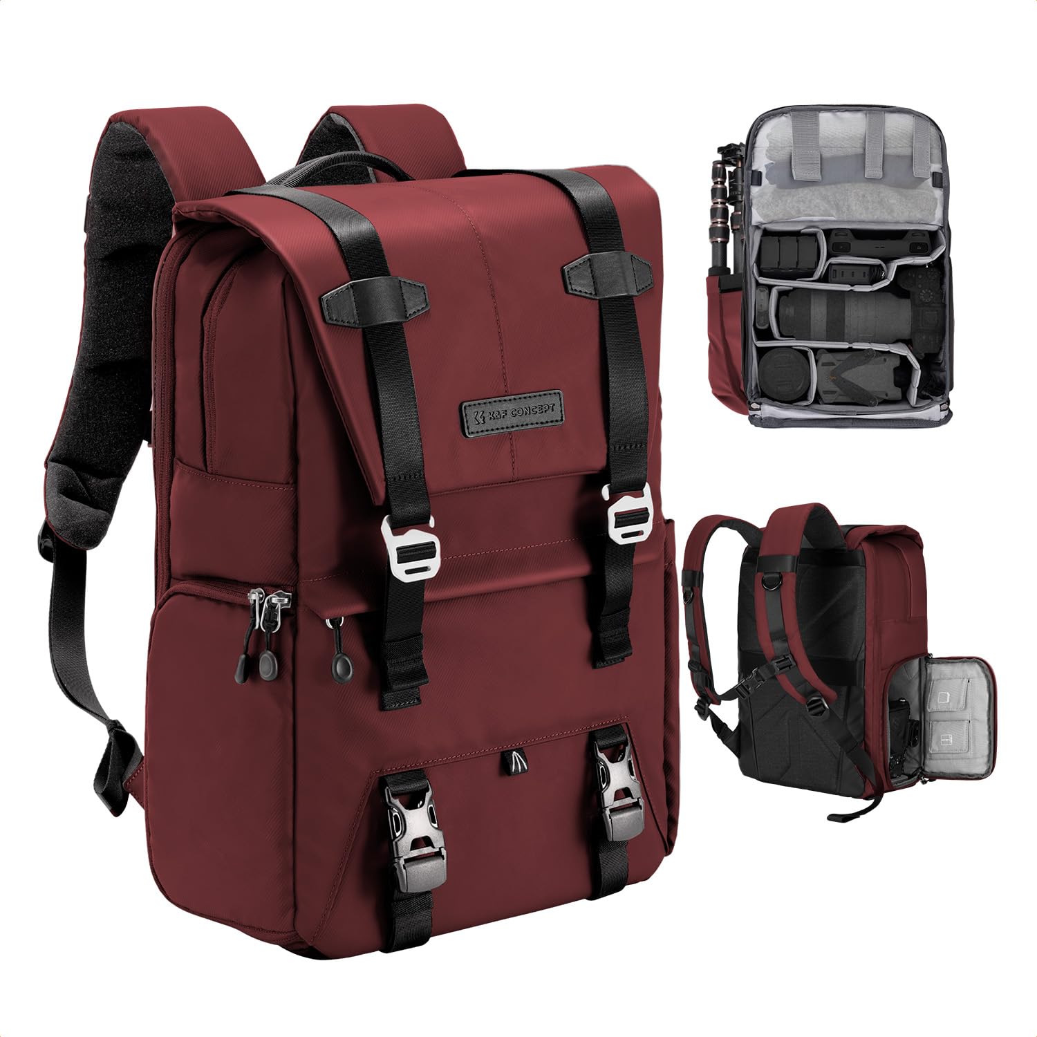 K&F CONCEPT Camera Backpack, Camera Bags for Photographers Dslr Cameras Compatible for Canon Nikon Sony DJI Mavic Drone, 20L Large Capacity Bag Cover 15.6 Inch Laptop Camera Cases with Raincover