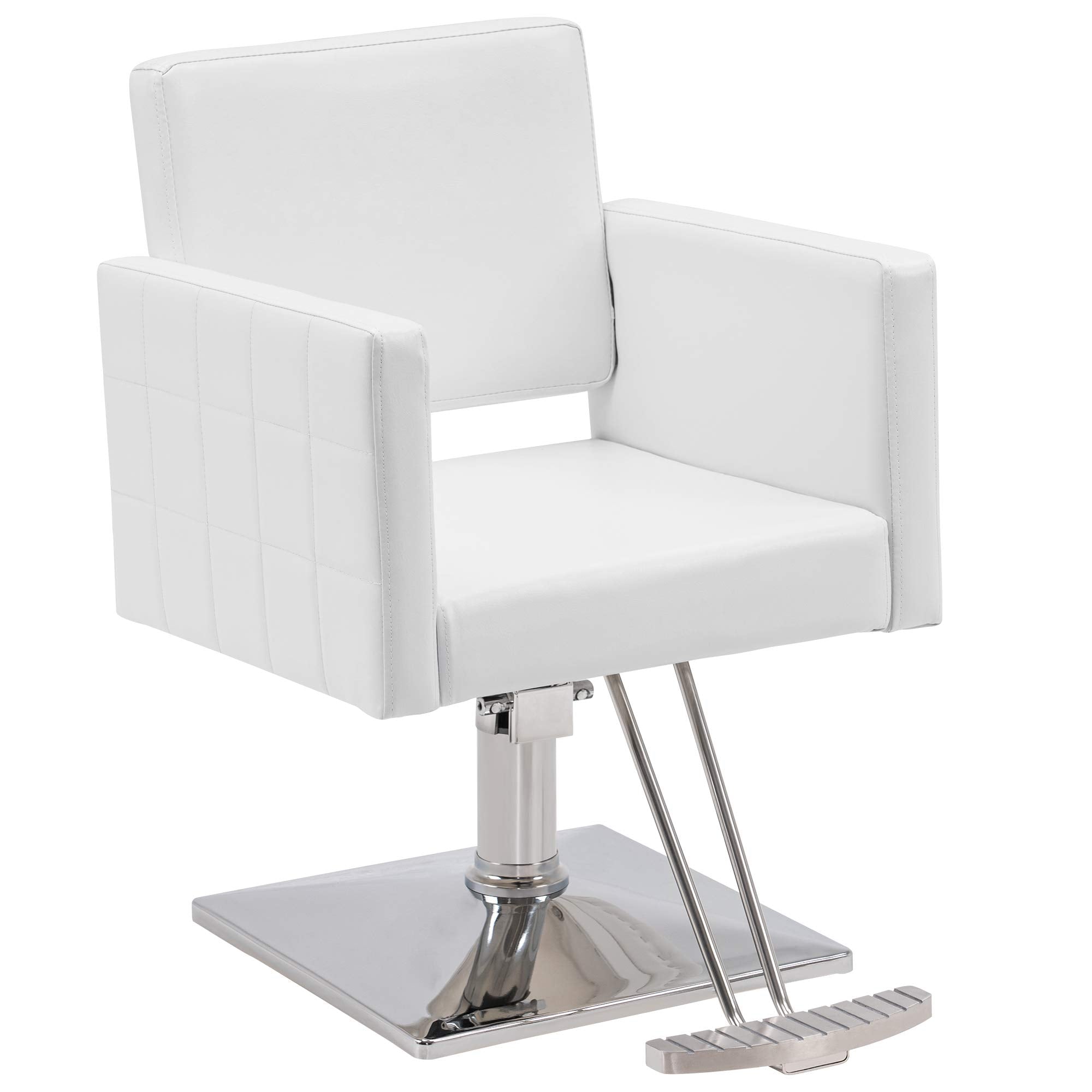 BarberPub Salon Chair for Hair Stylist, Hydraulic Stylist Chair, Adjustable Height, PVC Leather, 360 Degrees Swivel, Barbershop, Home Salon, Adult 8821 (Black)