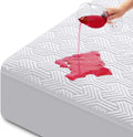 HYLEORY Queen Size Mattress Protector - Waterproof Bamboo-Viscose Cooling Mattress Pad Cover, Breathable 3D Air Fabric, Noiseless Washable Fitted Sheets Protectors with Deep Pocket Up to 21", White