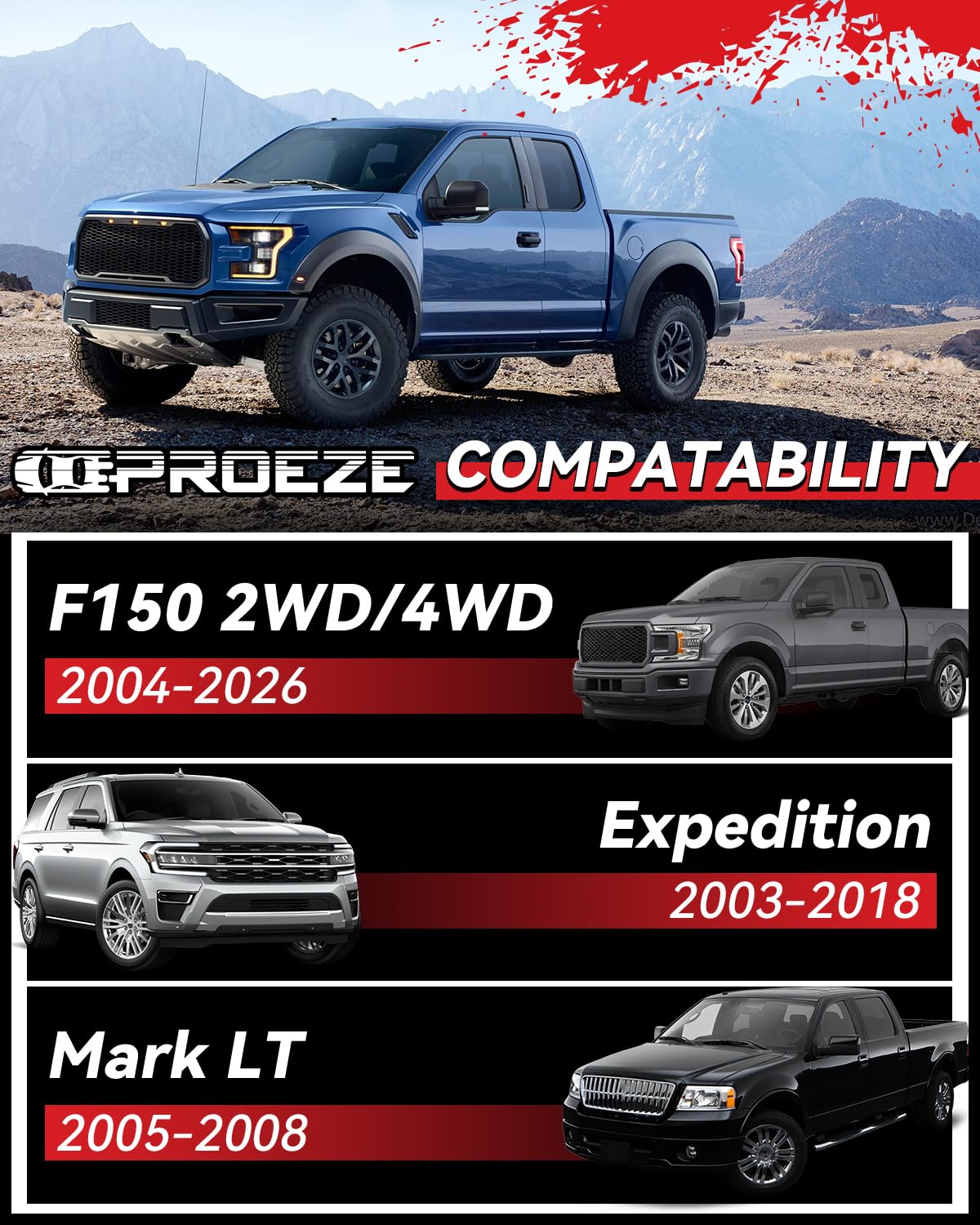 PROEZE 1.5" Front Leveling Lift Kits for 2004-2024 F150 2003-2018 Expedition 2005-2008 Mark LT, 1.5'' Forged Front Strut Spacers Lift Kits