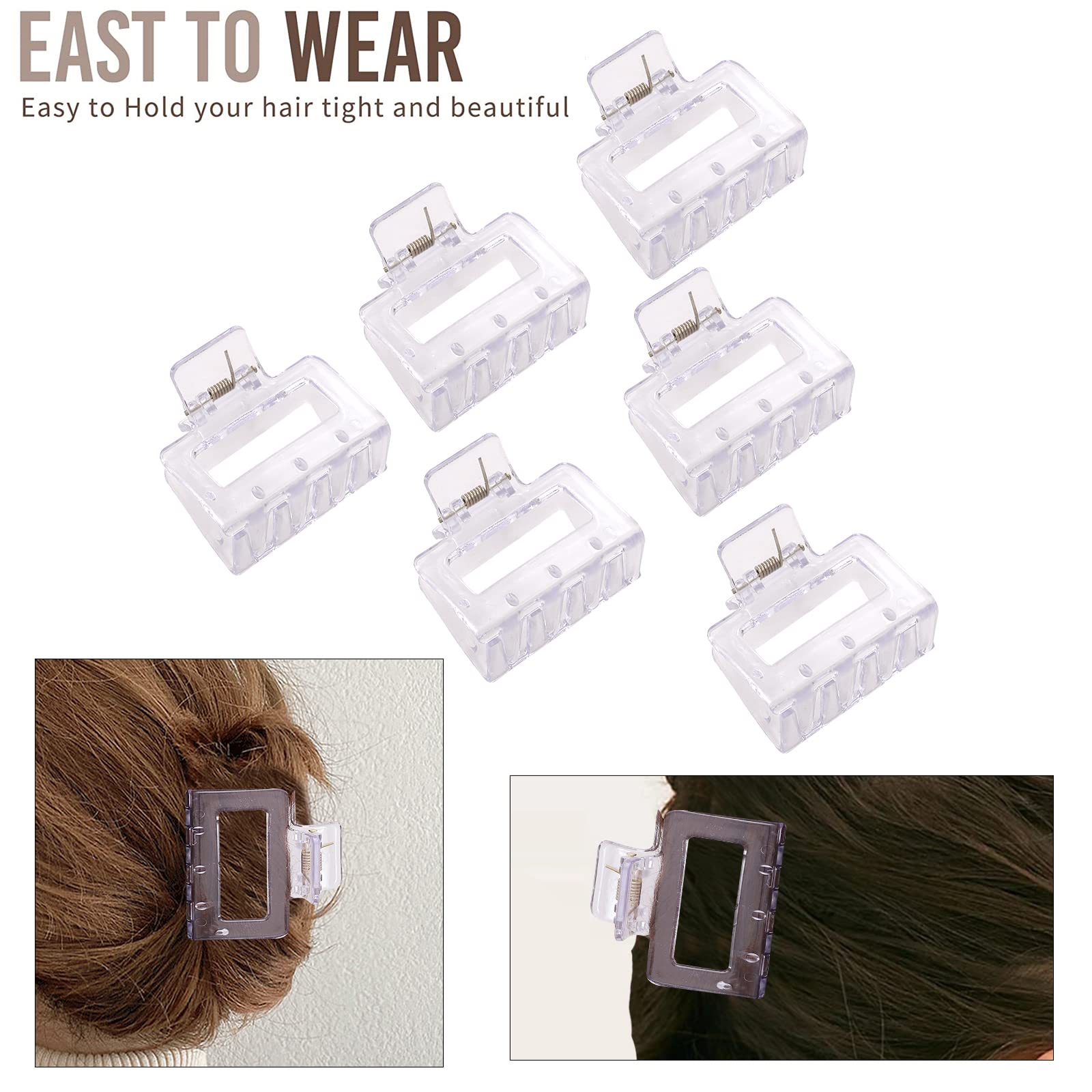 12 Pack Black Square Claw Clips, Big and Small Neutral Rectangle Hair Claw, Non-slip Matte Large Hair Clips for Women,Strong Hold jaw clip for Thick Thin Hair