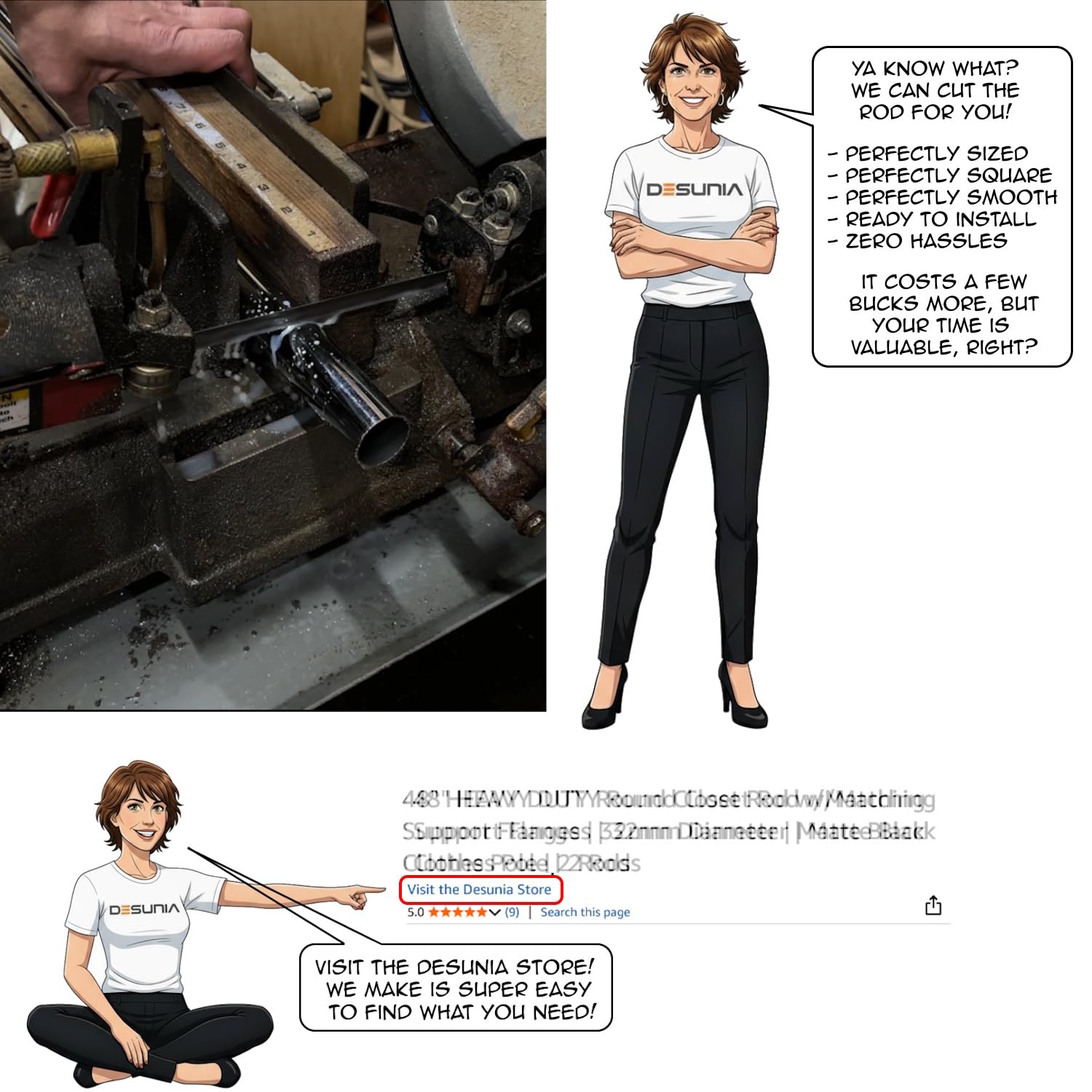 72" HEAVY DUTY Round Closet Rod | 32mm Diameter | Satin Brass Clothes Pole | 1 Pack