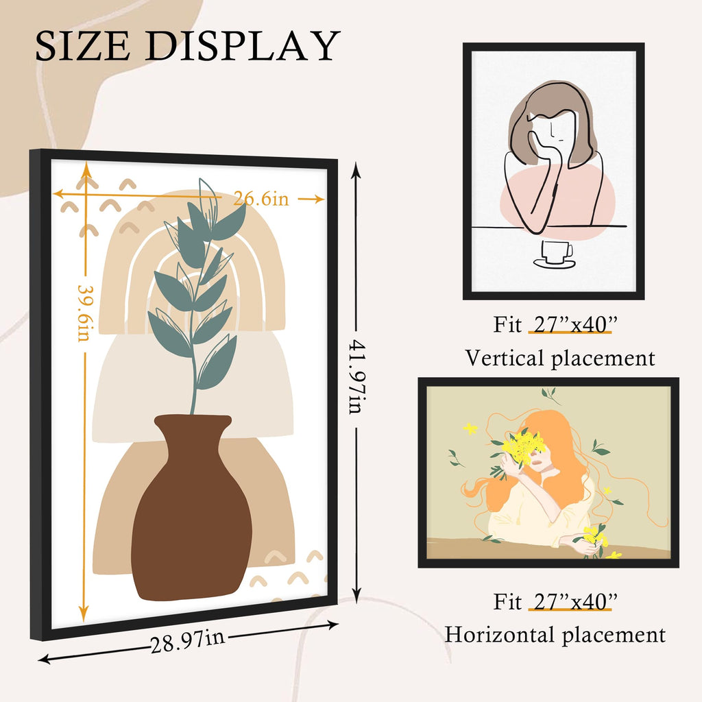 16x24 Black Frame 2 Pack, Engineered Wood for 24 x 16 in Poster | Horizontal or Vertical Wall Mounting, 24x16 Poster Frames for Gallery, Office, and Home Decor