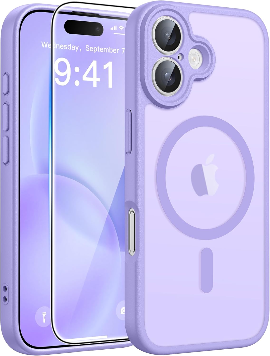 FNTCASE for iPhone 17 Case: [Compatible with Magsafe] Translucent Matte Cases with [Full Camera Protection] [Screen Protector] Military Grade Shockproof Protective Phone Cover - Light Purple