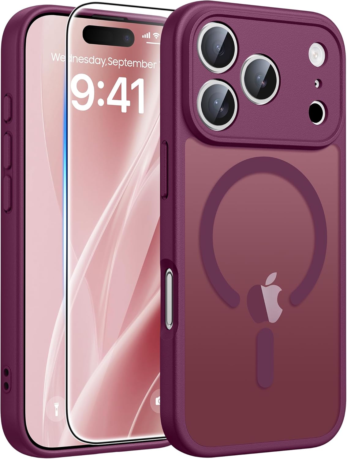 FNTCASE for iPhone 17 Case: [Compatible with Magsafe] Translucent Matte Cases with [Full Camera Protection] [Screen Protector] Military Grade Shockproof Protective Phone Cover - Light Purple