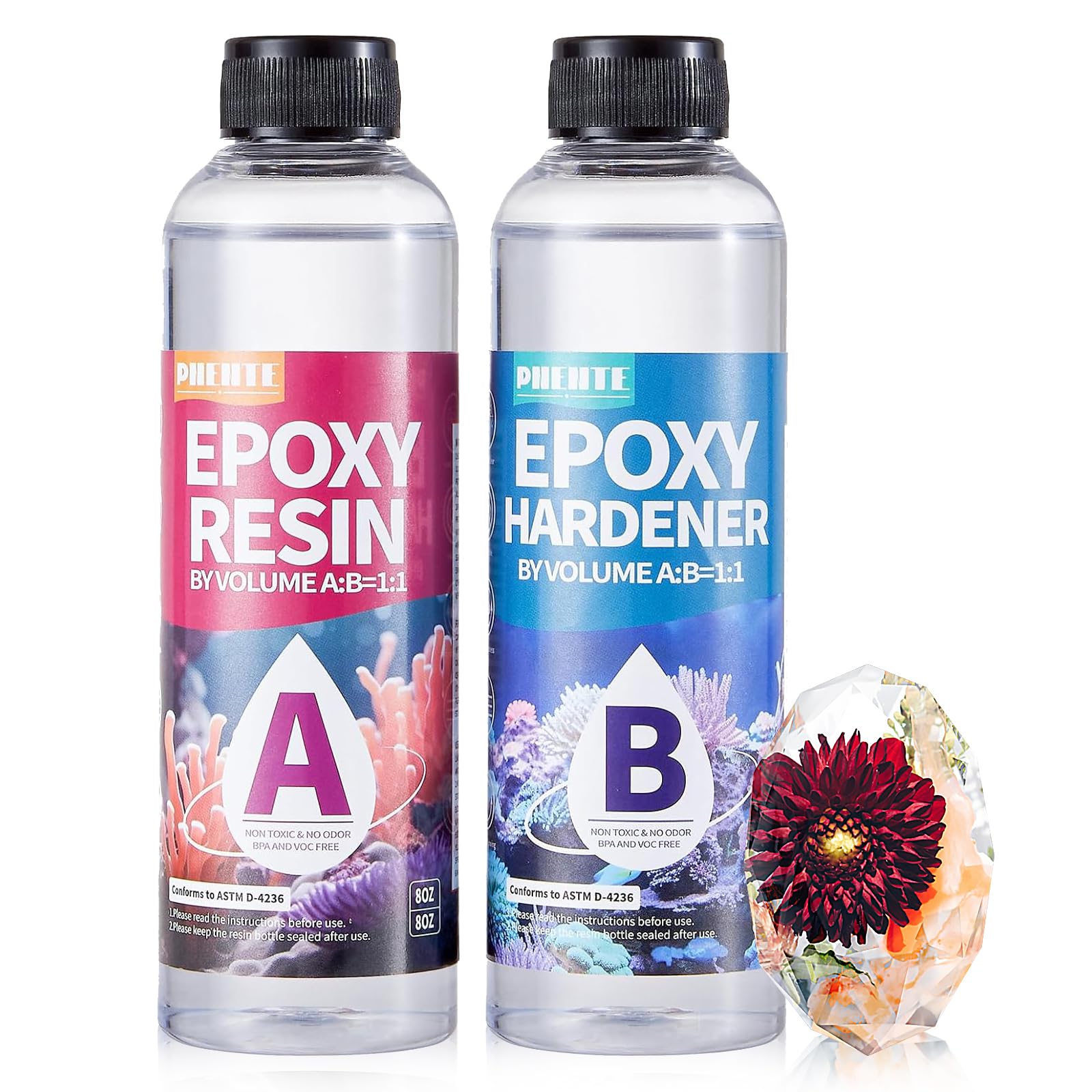 1 Gallon Epoxy Resin Kit, Crystal Clear and Hard Upgraded 2 Part Resin and Hardener for Casting Coating, Countertop, Table top, Art DIY Handcraft Jewelry