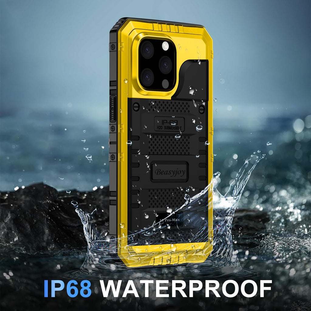 Beasyjoy for iPhone SE 2022/2020/ 8/7 Metal Case, Waterproof Heavy Duty Case with Screen Protector, Full Body Protection Military Grade Shockproof Defender Durable Sturdy Rugged Aluminum Cover, Black