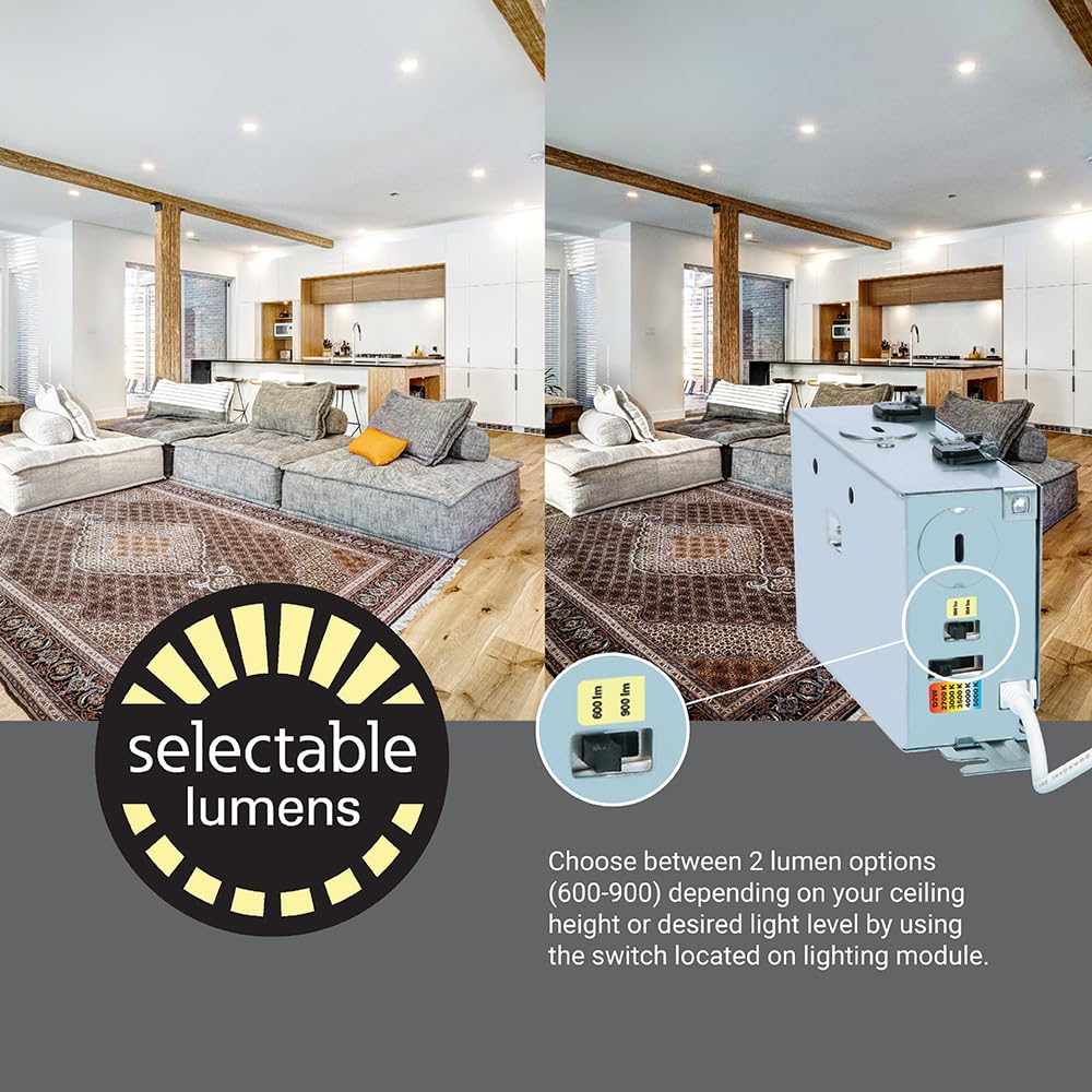 HALO RL 6 in Canless LED Recessed Ceiling Light with Selectable Color Temperature 2700K-5000K, Dim to Warm, 600lm, Indoor/Outdoor Wet Location Dimmable IC-Rated Downlight (Packaging May Vary)