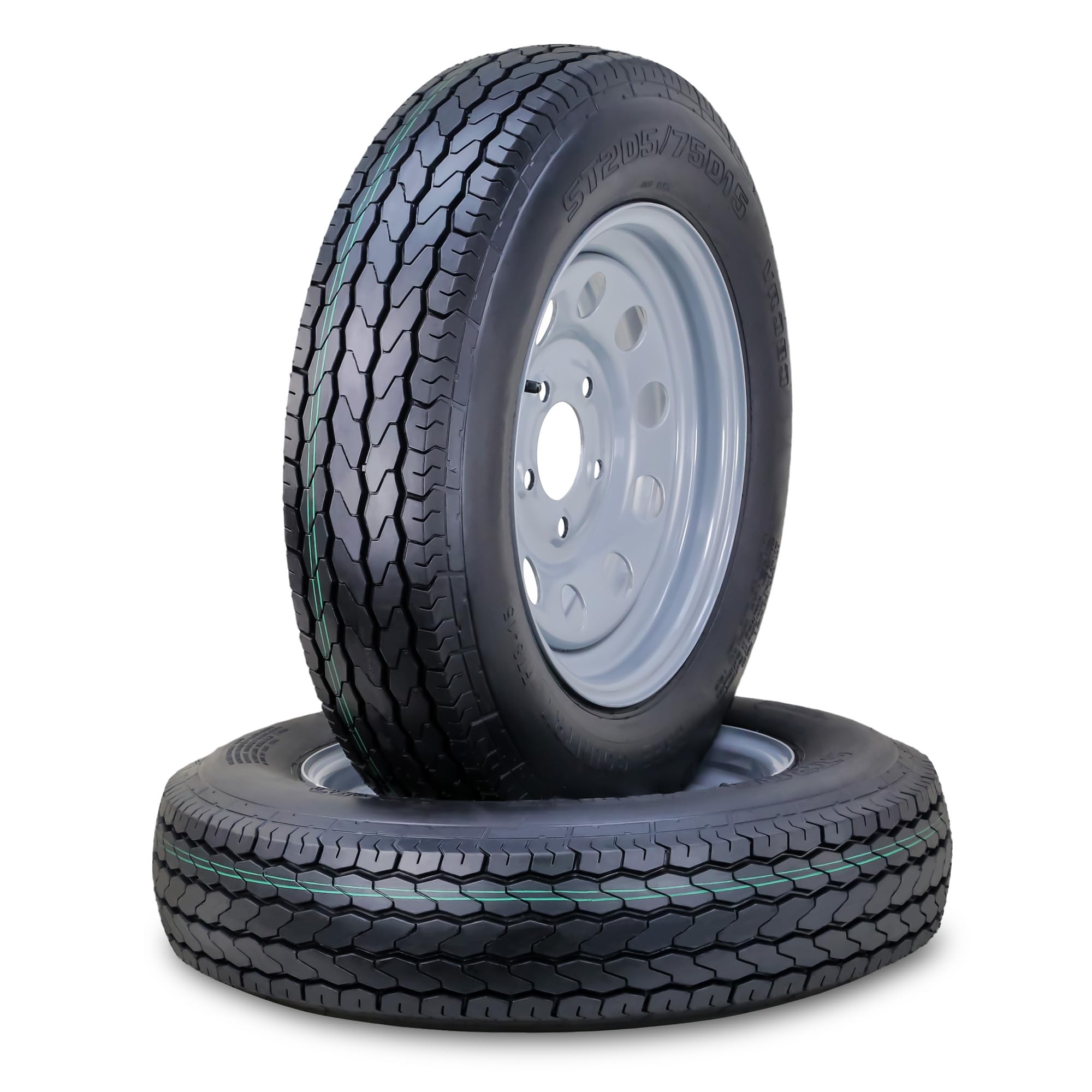Free Country Trailer Tire Wheel Assembly ST175/80D13 6-Ply C 91L 5 Lug on 4.5" PCD Silver Mod Rim,SET 2