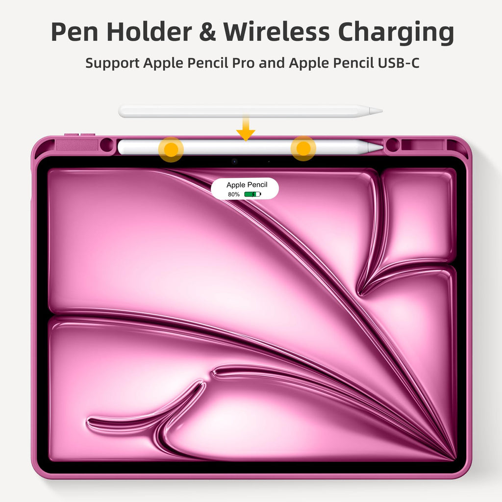 Akkerds Compatible for iPad Air 13 Inch Case (M4/M3/M2) 2026/2025/2024 with Pencil Holder, Trifold Stand Protective Cover/Soft TPU Back for iPad Air 13 Case, Supports Touch ID, Auto Wake/Sleep, Black