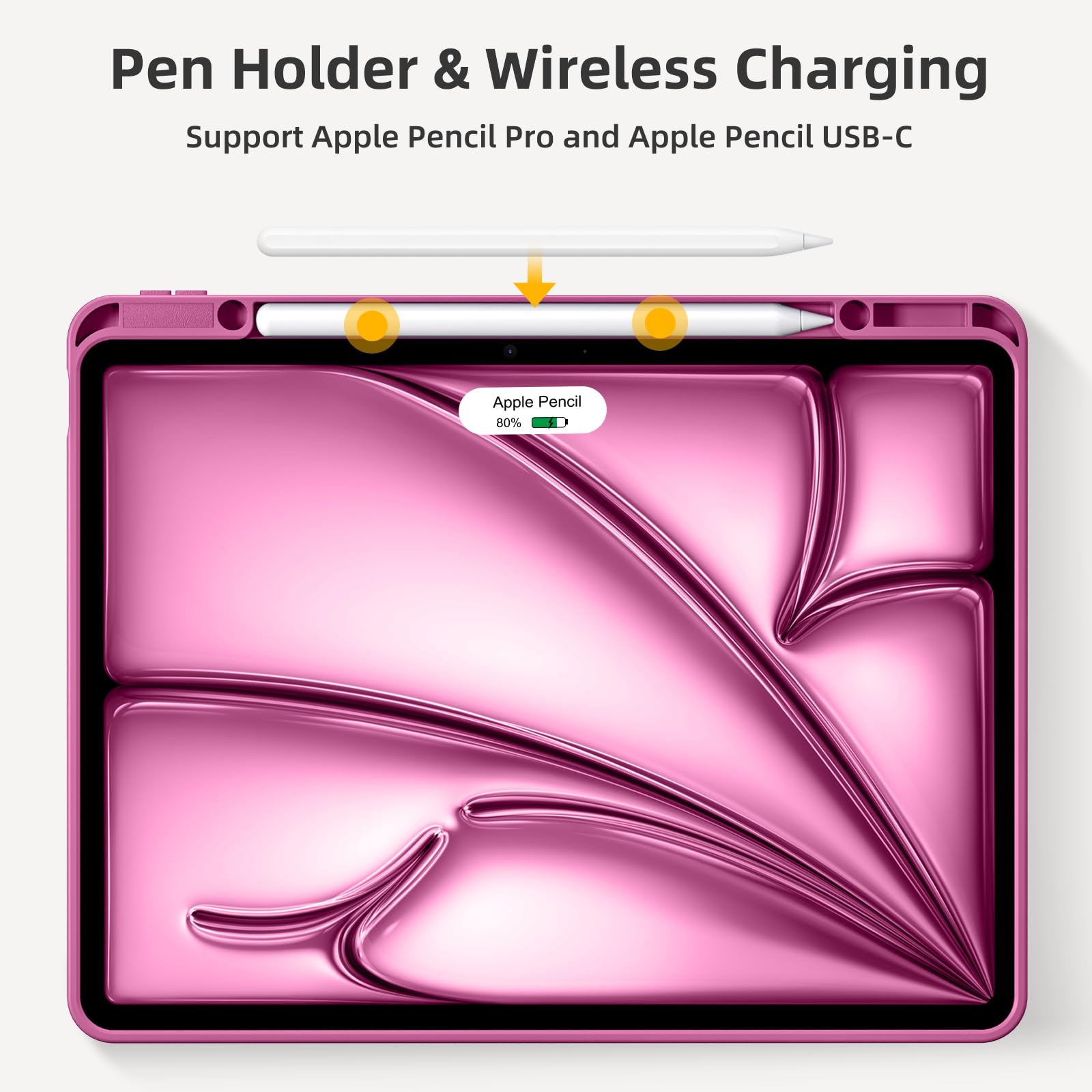 Akkerds Compatible for iPad Air 13 Inch Case (M4/M3/M2) 2026/2025/2024 with Pencil Holder, Trifold Stand Protective Cover/Soft TPU Back for iPad Air 13 Case, Supports Touch ID, Auto Wake/Sleep, Black