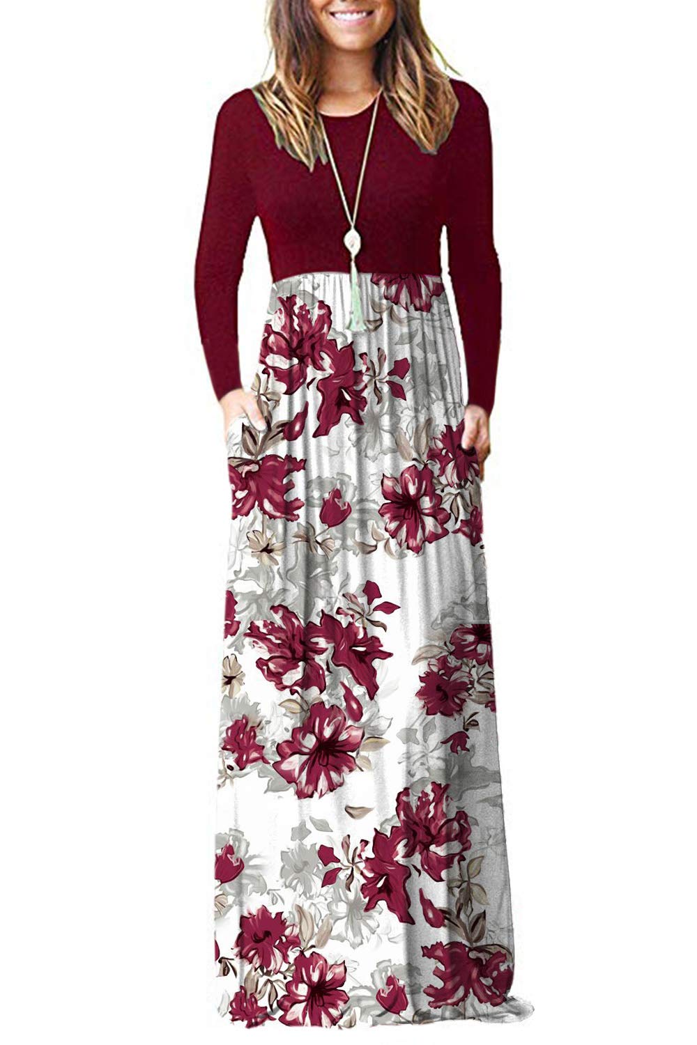 AUSELILY Women's Classic Long Sleeve Dress Loose Plain Long Casual Maxi Dresses with Pockets 2026