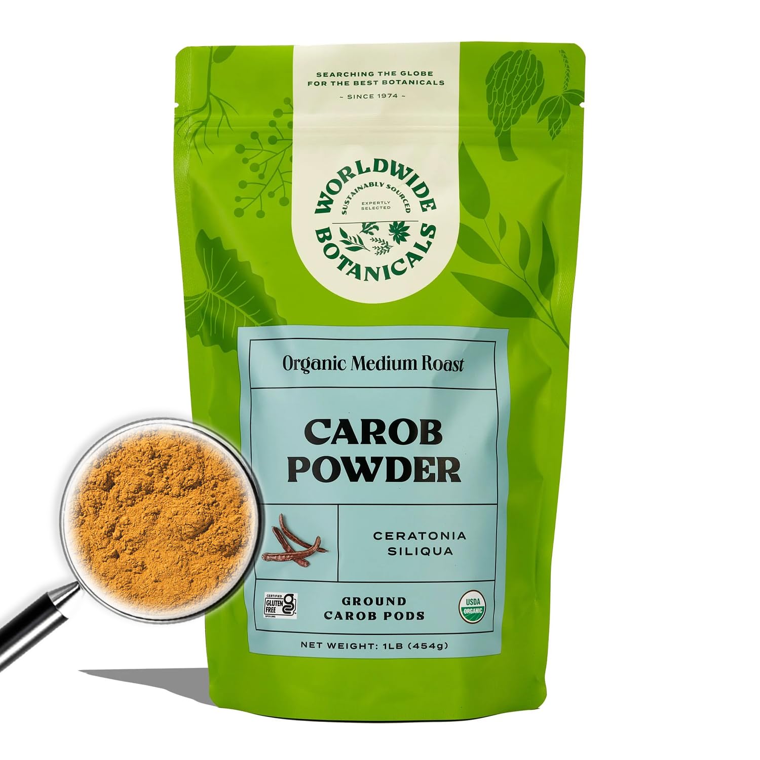 Worldwide Botanicals Organic Carob Powder, Dark Roast – 1 lb – Caffeine Free Cocoa Alternative – Low Fat Super Food with Natural Sweetness– Gluten Free, Kosher, 16 ounces