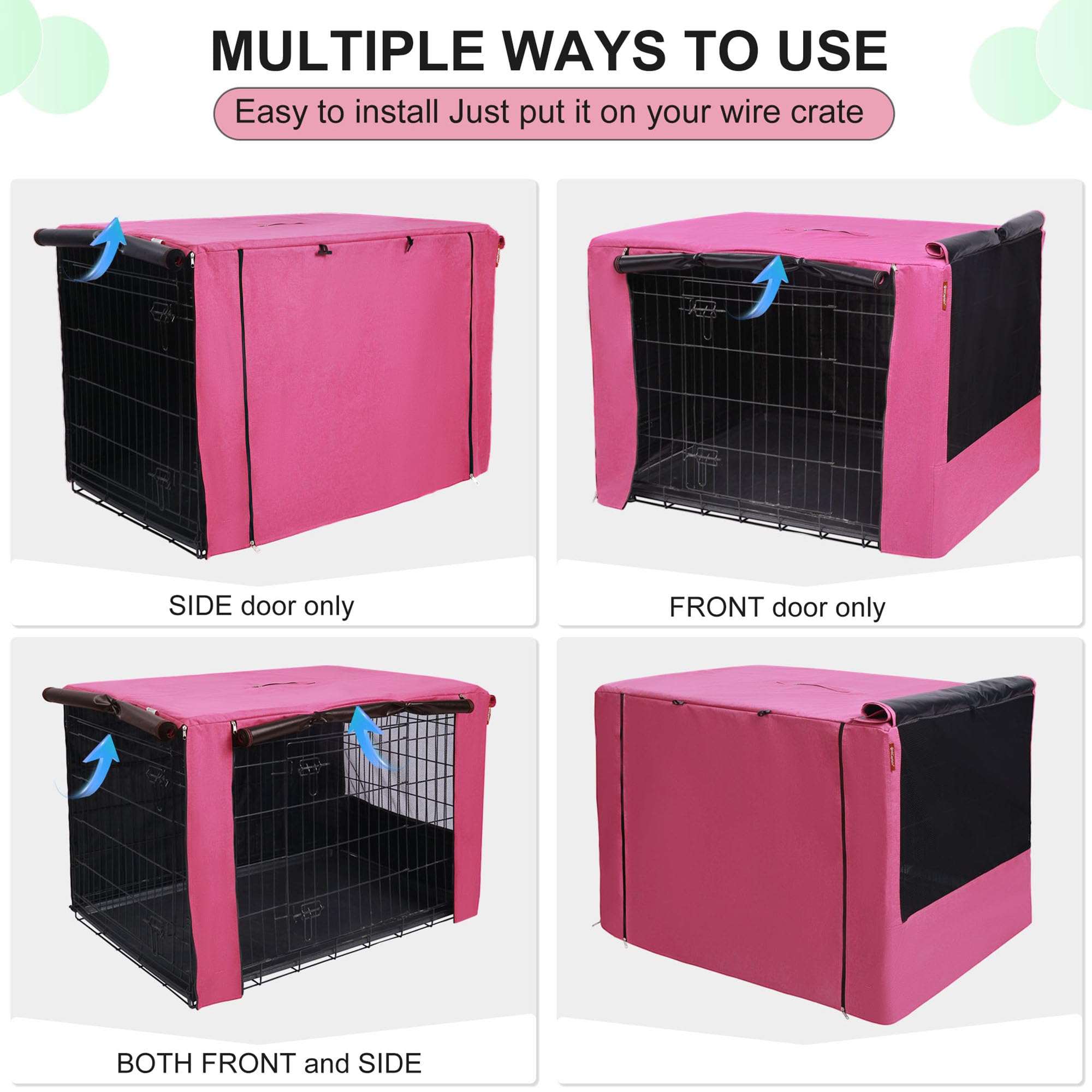HiCaptain Dog Crate Cover 24.0" L x 18.0" W x 20.0" H with Breathable Mesh, Durable Heavy Duty Kennel Cover, Dual Zippered Panels, Windproof Waterproof UV-Resistant(Beige)