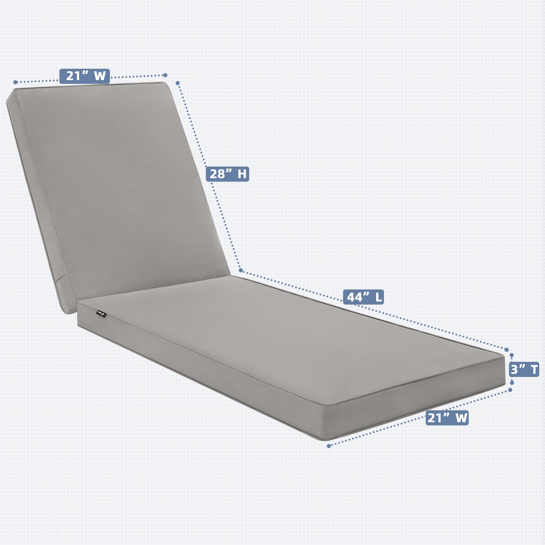 Favoyard Chaise Lounge Cushions Outdoor 72 x 21 x3 Inch Waterproof & 3-Year Fade Resistant Outdoor Lounge Chair Cushions with Removable Cover, Ties and Hidden Zipper for Patio Pool Lounge Chairs