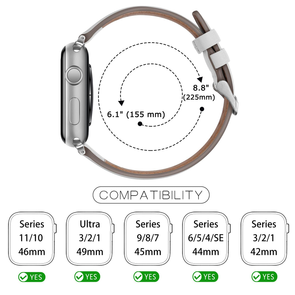 Tasikar Bands Compatible with Apple Watch Band 42mm (Series11/10) 41mm 40mm 38mm Men Genuine Leather Replacement Bands Compatible with Apple Watch SE Series 11 10 9 8 7 6 5 4 3, Black