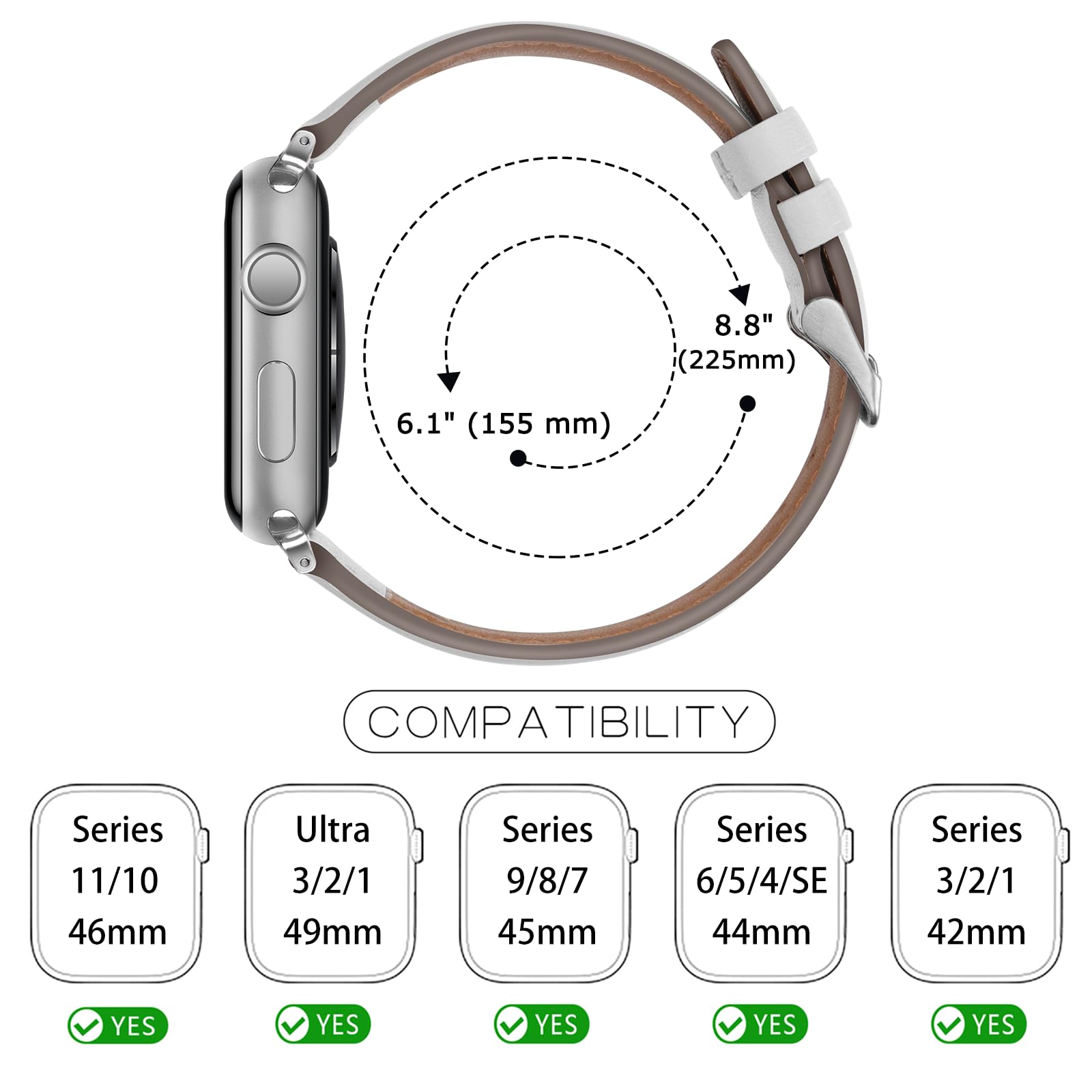 Tasikar Bands Compatible with Apple Watch Band 42mm (Series11/10) 41mm 40mm 38mm Men Genuine Leather Replacement Bands Compatible with Apple Watch SE Series 11 10 9 8 7 6 5 4 3, Black