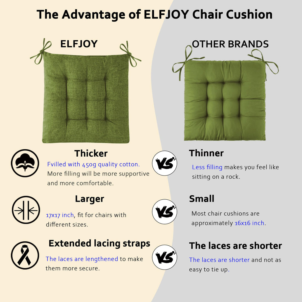 ELFJOY Rocking Chair Cushion Large Rocking Chair Pads with Ties Premium Tufted High Back and Seat Cushion 2 Piece Set Black