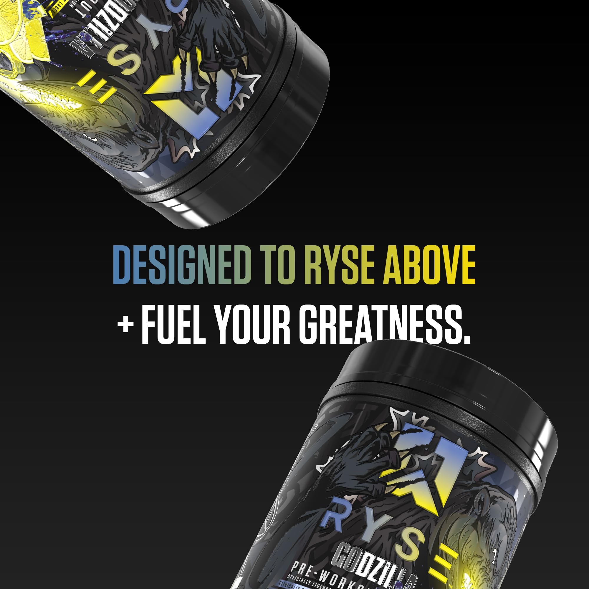 RYSE Godzilla X Noel Deyzel Pre Workout Powder - BlackBerry Lemonade - 400mg Caffeine, High Stim Pre-Workout for Men & Women with Citrulline & Beta Alanine - Energy, Pump & Focus - 20/40 Servings