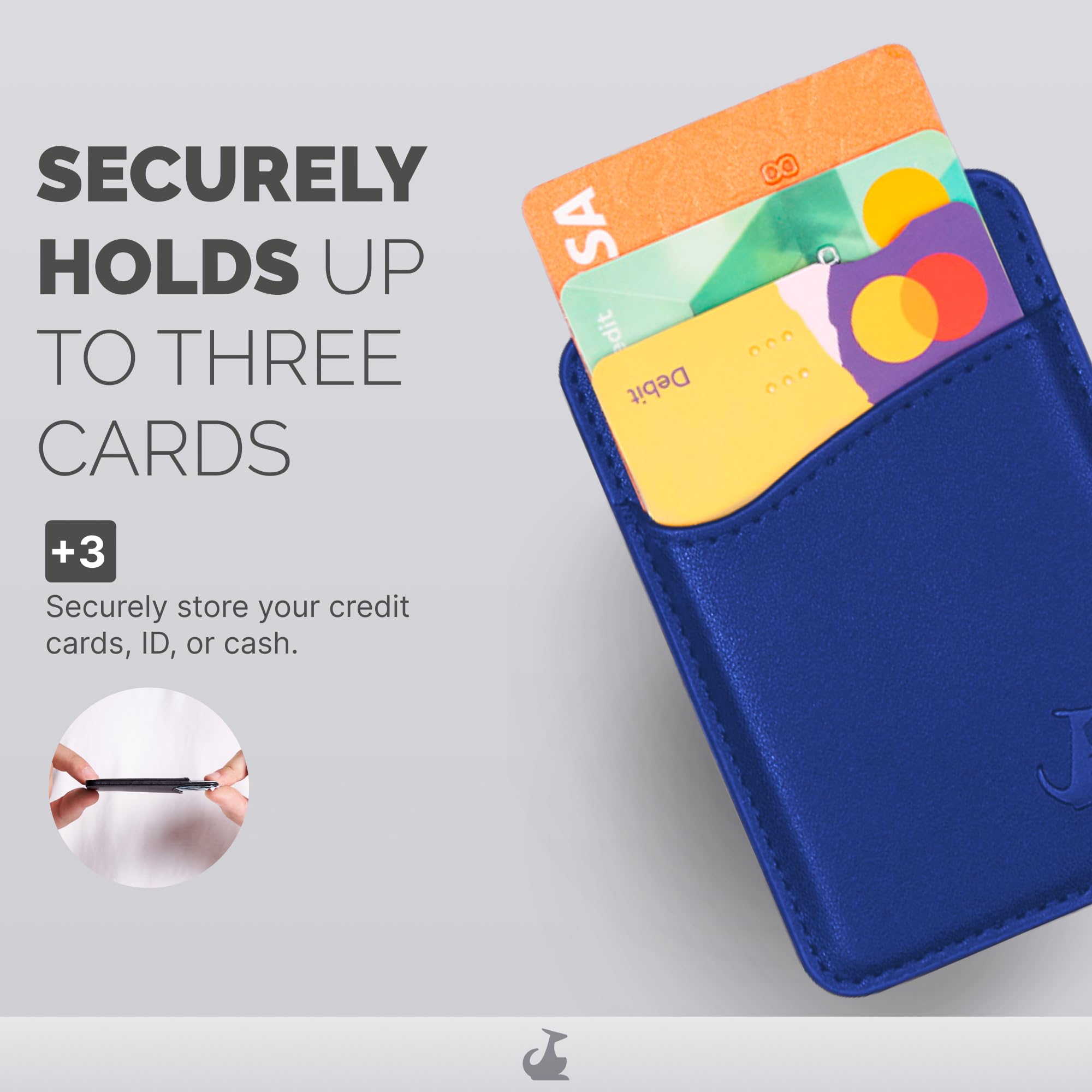 Wallaroo Premium Leather Cell Phone Wallet Stick On - Android and iPhone Wallet and Card Holder for Women and Men - Durable with Non-Slip Lining Secures Up to 3 Cards