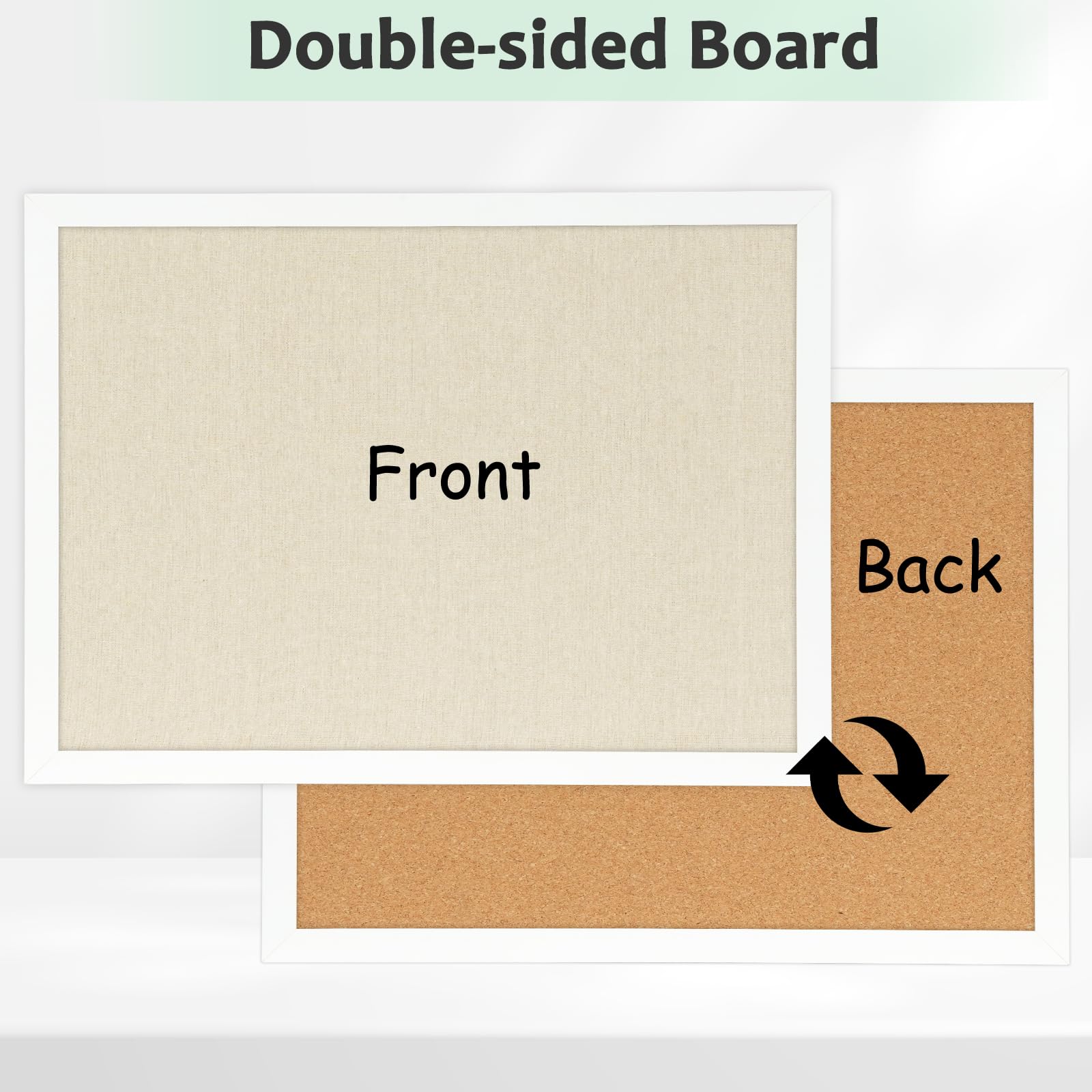 DOLLAR BOSS Black Cork Board with Linen Double-Sided 16''X 12'', Black Cork Boards for Walls, Wood Frame Bulletin Board Hanging Pin Board, Cork Board for Office Home School 1-Pack