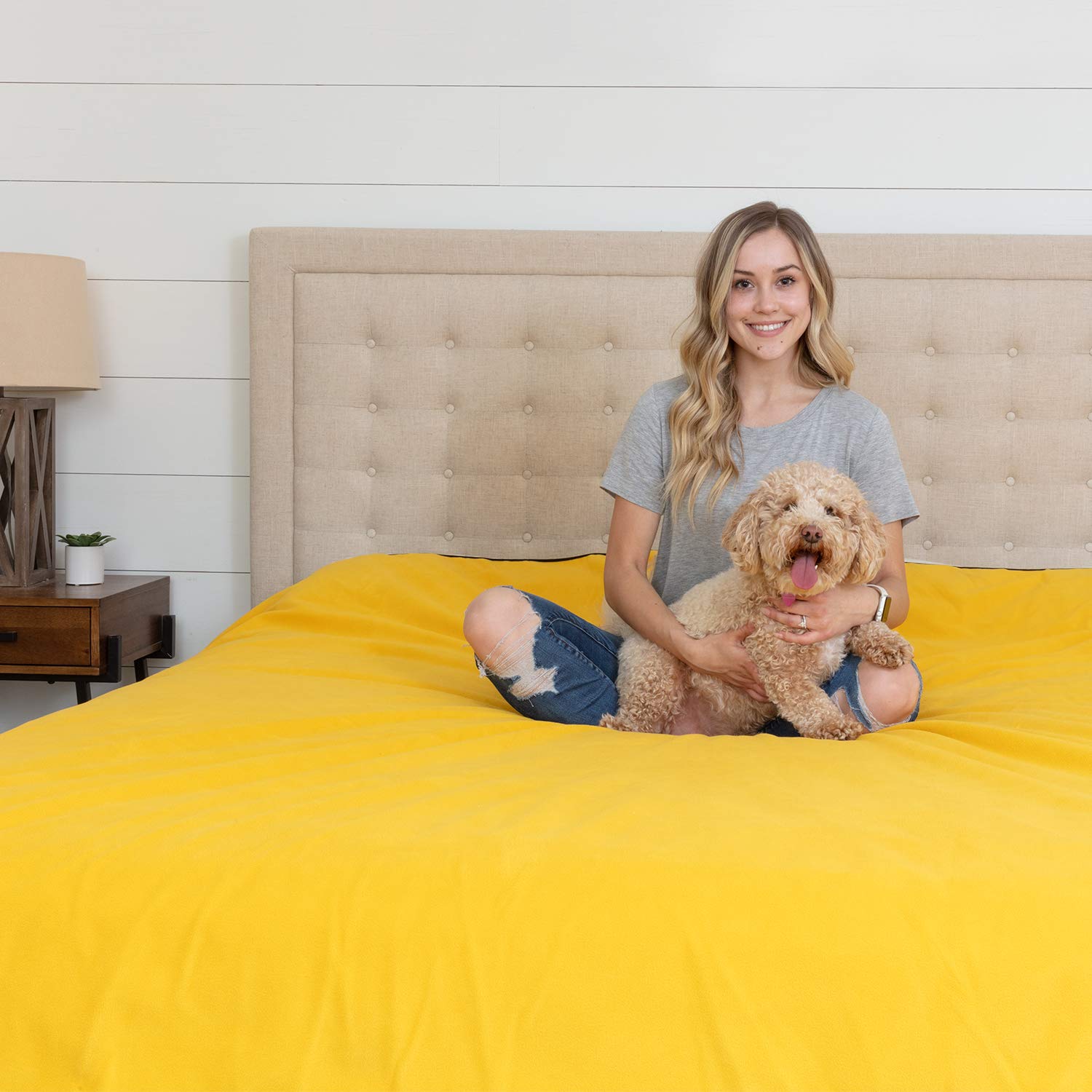 Waterproof Blanket for Bed & Couch Protection, Reddish/Green, 80"x90" | High-Density Heavy-Duty Material – Ultra-Soft & Durable Soft Fleece, Leakproof, Reversible, Silent No-Crinkle Design