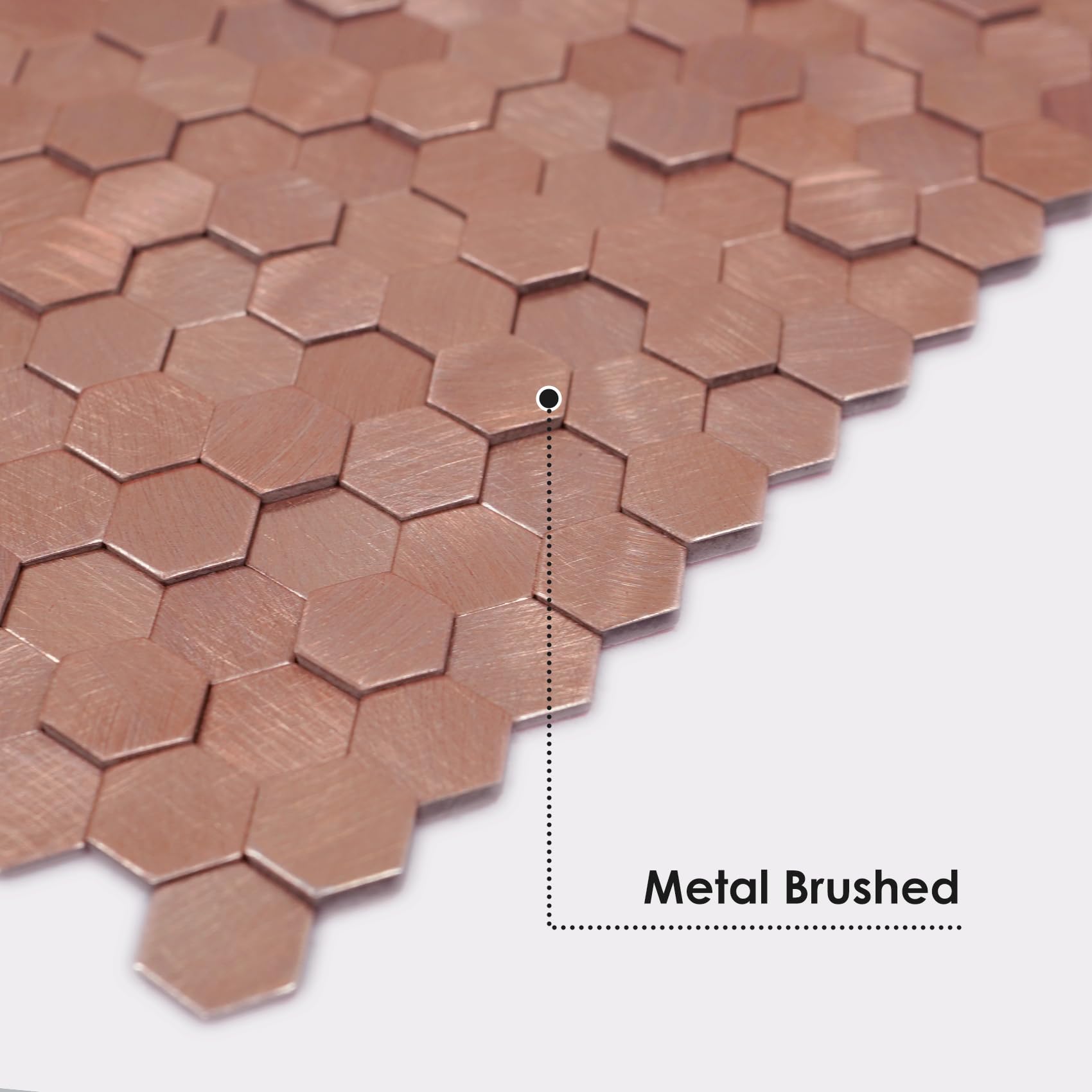 STICKGOO Peel and Stick Backsplash Tiles, Stick on Mosaic Self Adhesive Tiles, 3D Hexagon Backsplash for Kitchen Bathroom Fireplace Vanity (8PCS, Copper)