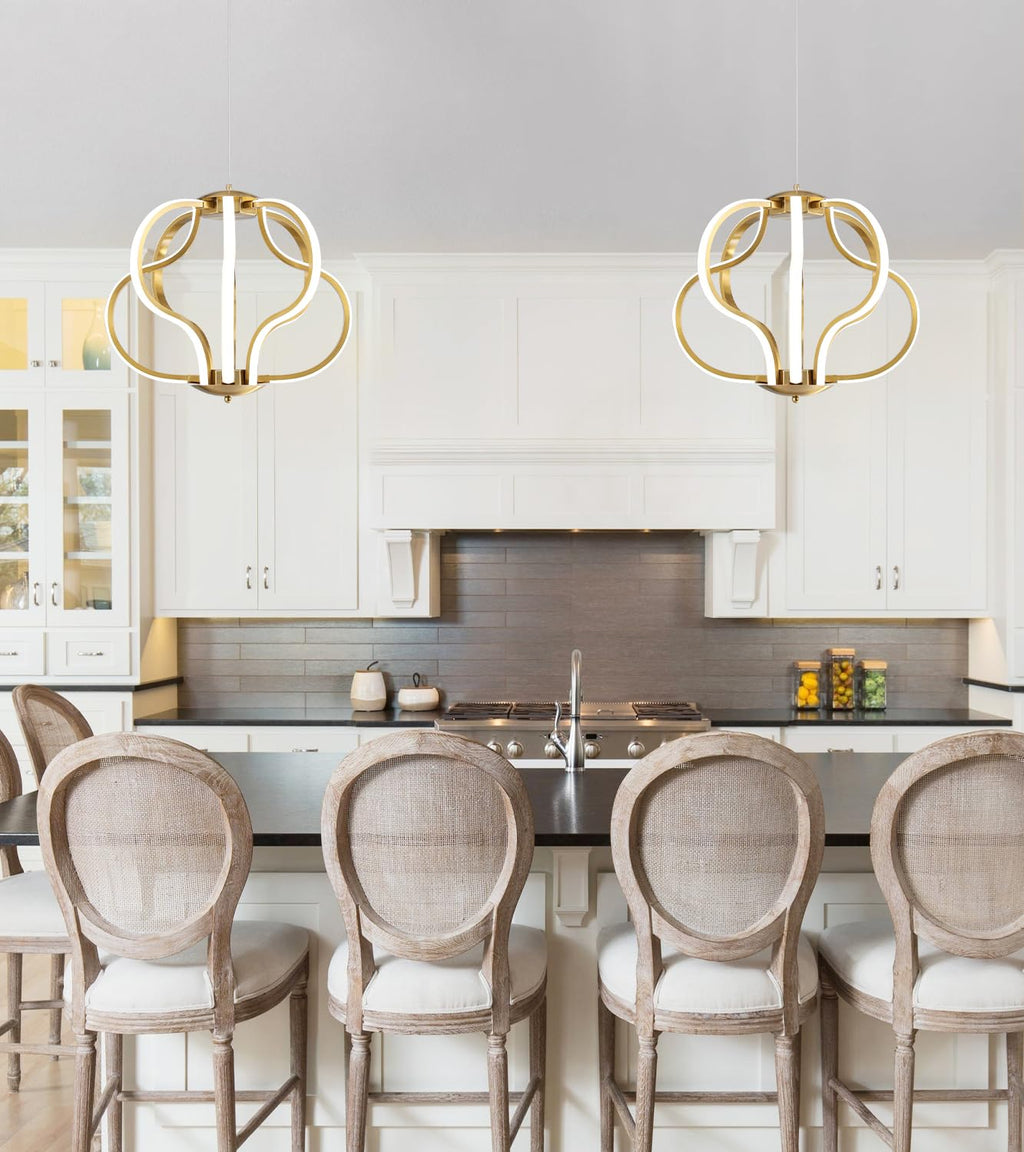 Modern Gold LED Chandelier with Remote Control, Dimmable LED Chandelier with 3 Color Temperature,8 Lights Hanging Pendant Lights for Dining Room Foyer Entryway Kitchen Living Room