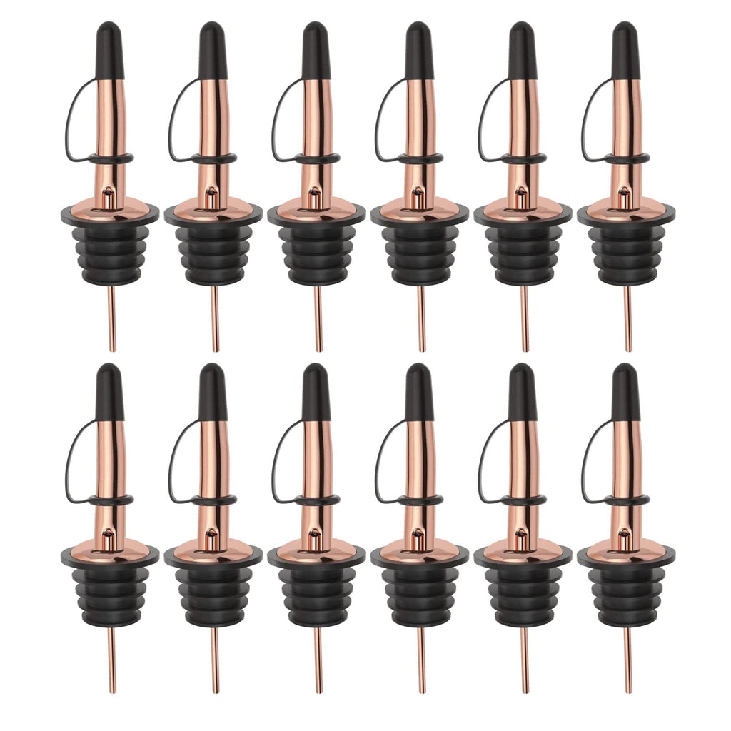 Pafusen 6 Pack Liquor Bottle Pourers, Liquor Pour Spout for Liquor Bottles, Stainless Steel Olive oil Dispenser Spout, Alcohol Pourer Spouts Dust Caps Covers Fixed, Gold