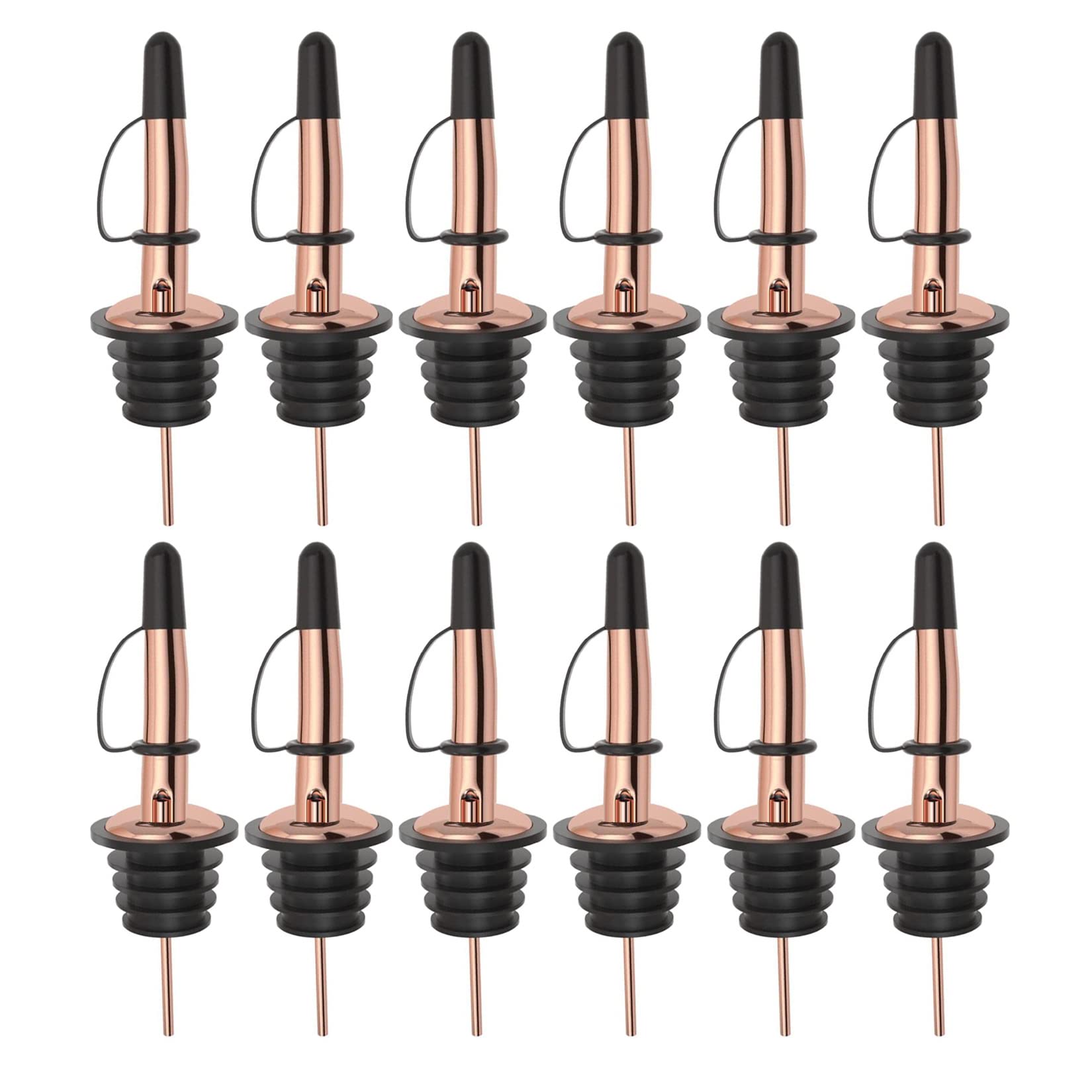Pafusen 6 Pack Liquor Bottle Pourers, Liquor Pour Spout for Liquor Bottles, Stainless Steel Olive oil Dispenser Spout, Alcohol Pourer Spouts Dust Caps Covers Fixed, Gold