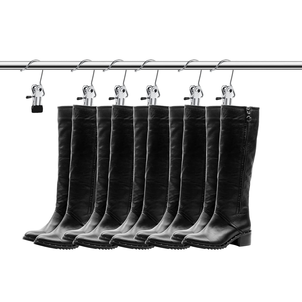 Hotop 20 Pieces Boot Hanger Clips for Closet, Laundry Hanging Hooks Heavy Duty Clips Boot Holder Portable Single Hooks Space Saving for Pants Jeans Clothes Hats Tall Towels (Black)