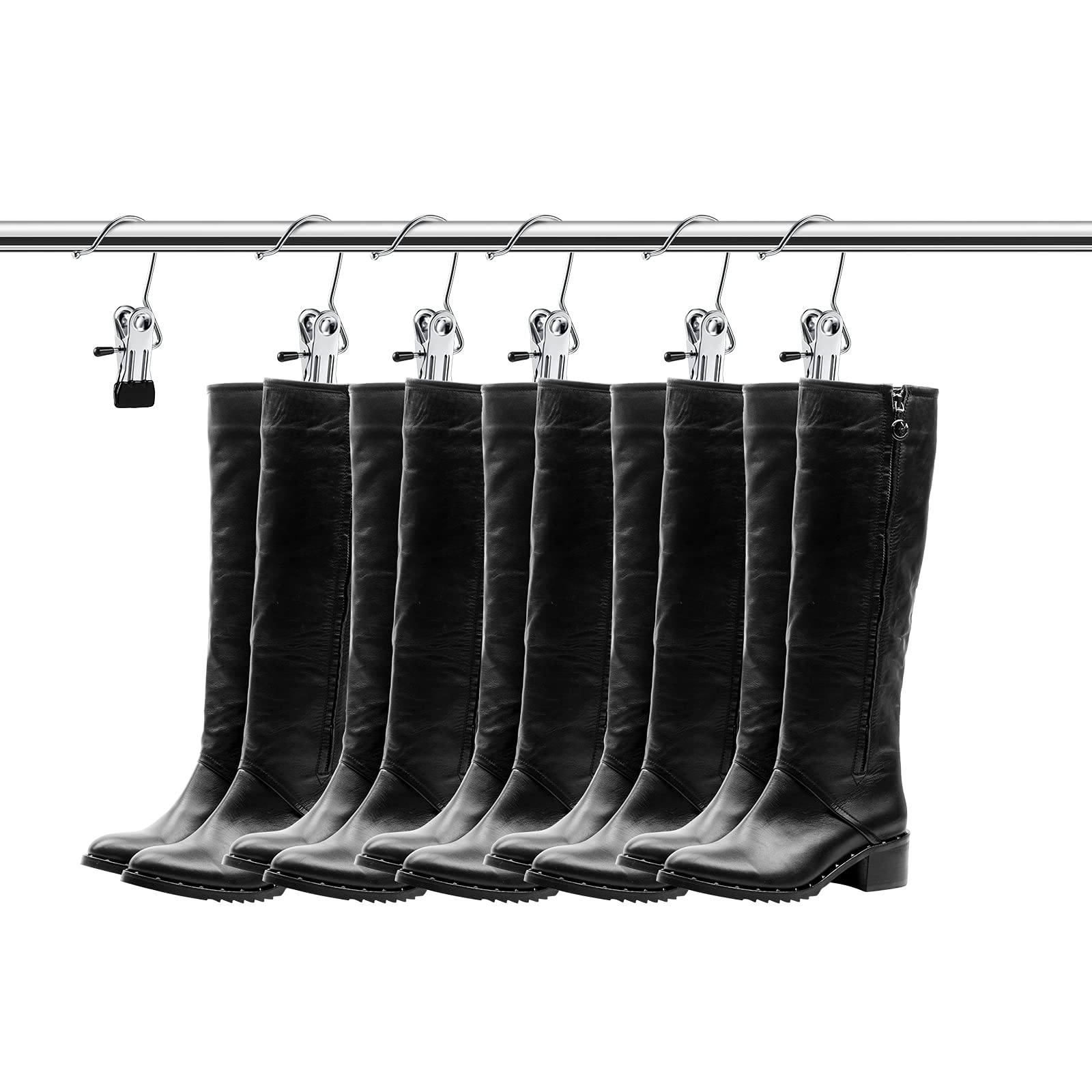 Hotop 20 Pieces Boot Hanger Clips for Closet, Laundry Hanging Hooks Heavy Duty Clips Boot Holder Portable Single Hooks Space Saving for Pants Jeans Clothes Hats Tall Towels (Black)