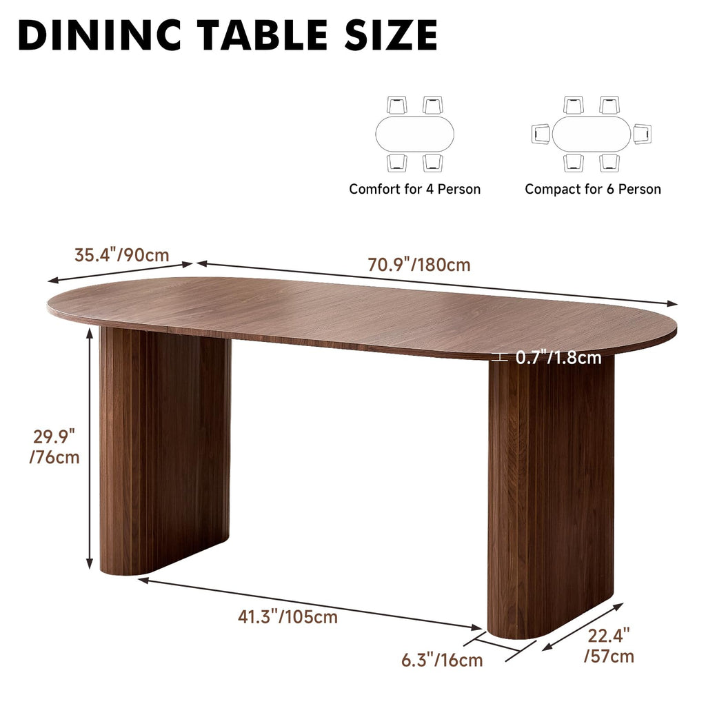 70.8" Oval Table for 4 6 Person, Modern Farmhouse Kitchen Dinner Table for Living Receiption Room, Black