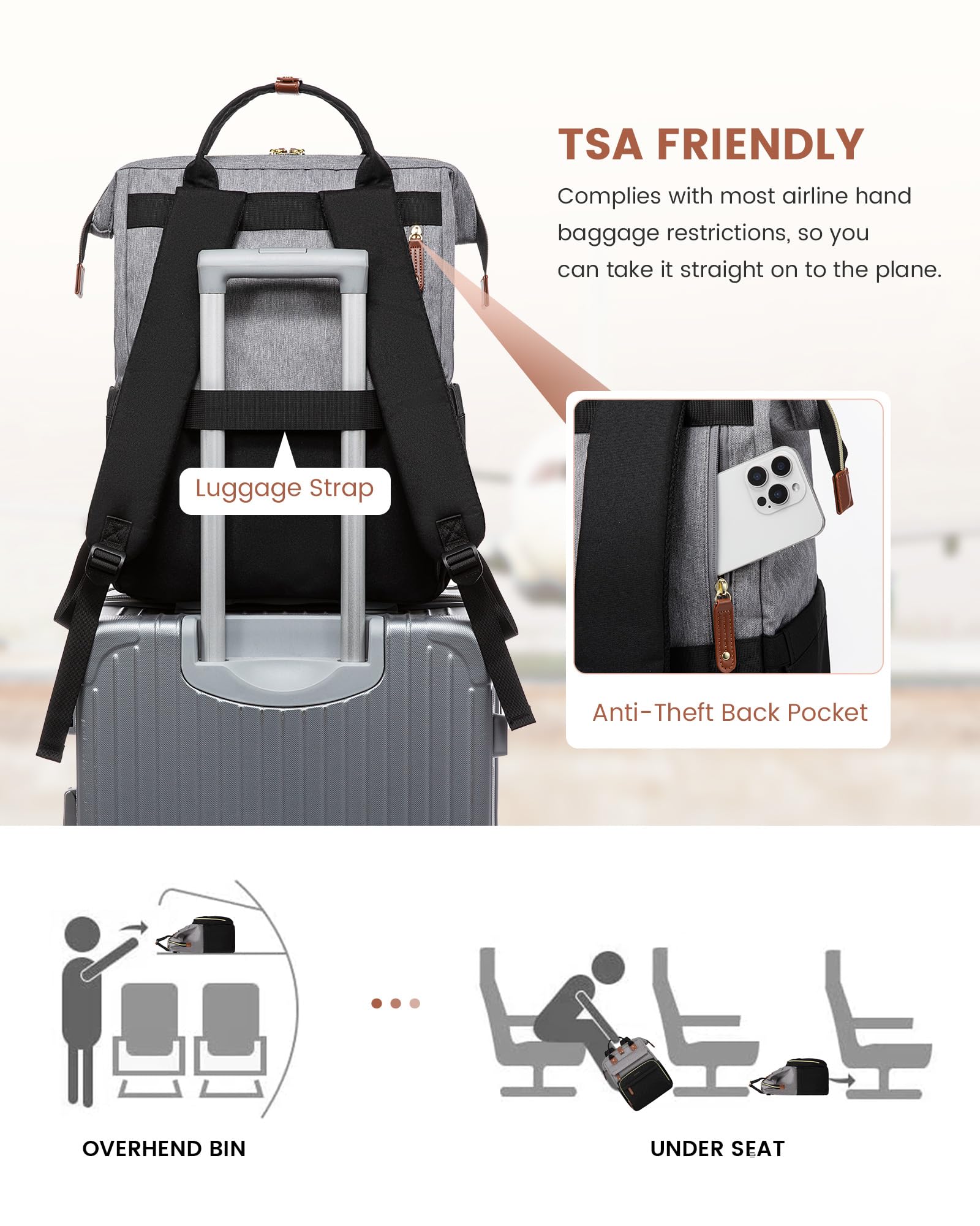 LOVEVOOK Laptop Backpack for Women, 15.6 inch Waterproof Nurse Bag Teacher Work Backpack Purse for Women, Travel Computer Backpack for College Office Business Ladies