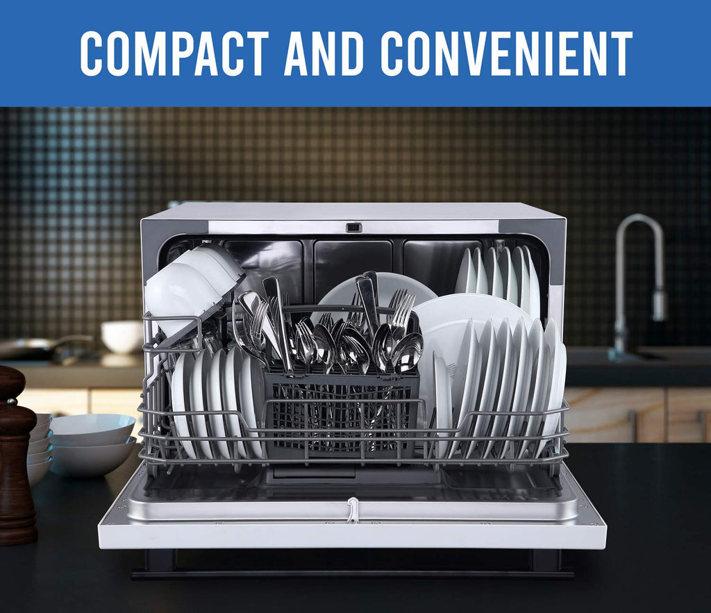 Farberware Compact 6-Place Setting Dishwasher - Portable Mini Countertop Dishwasher with 7 Wash Programs - Perfect for Small Spaces Like Apartment, Dorm, Boat, Camper/RV