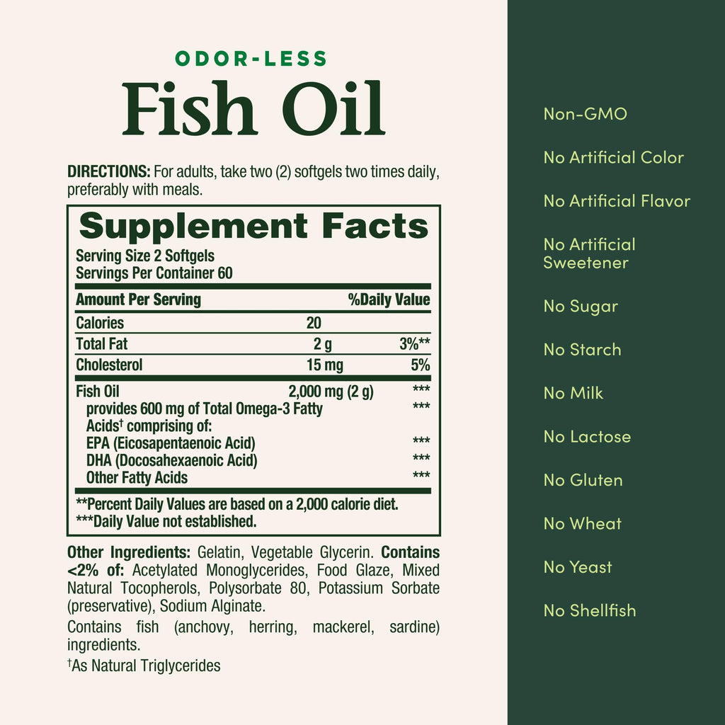 Nature's Bounty Fish Oil 1000 mg Coated Softgels, 220 Count