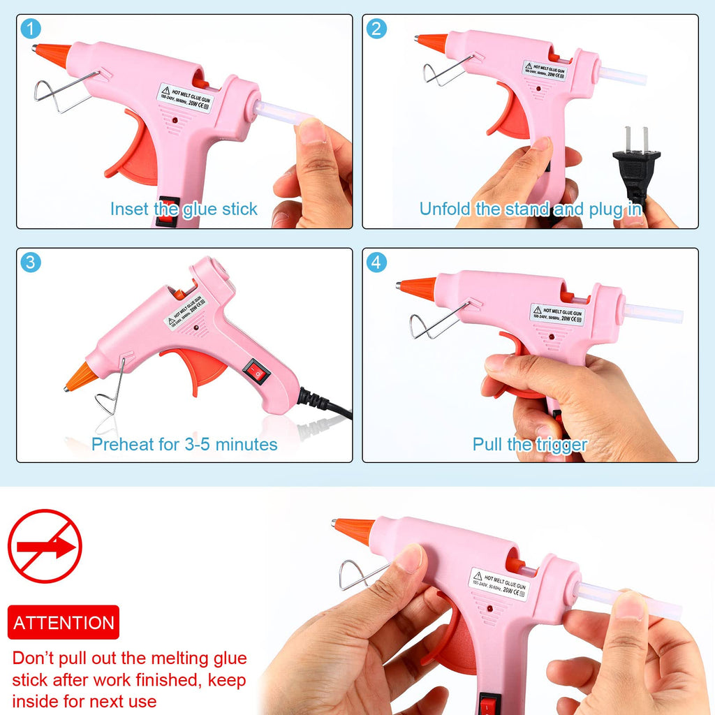 Zhengmy 6 Pcs Mini Glue Gun Crafts Hot Melt Guns Low Temp Glue with Burn Protection Fast Preheating and Easy Squeeze Trigger for School DIY Arts Class Projects Home Quick Repairs, 20 W (Multicolor)