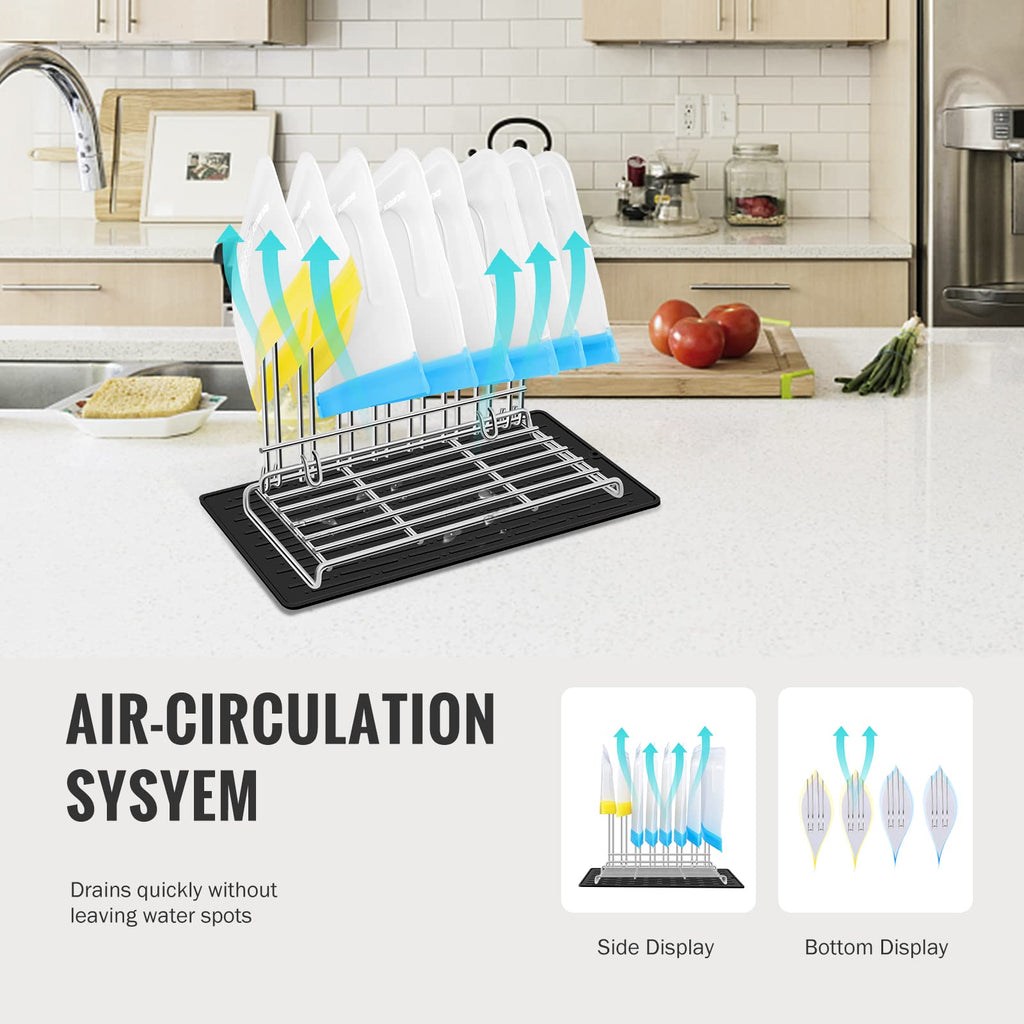 IDEATECH Reusable Bag Rack with Cup Drying Mat,Plastic Bag Dryer Rack Dish Drying,Collapsible Kitchen Counter Storage Organizer Sponge Holder,Dryer Rack for Silicone Storage Bag,Kitchen Must Have