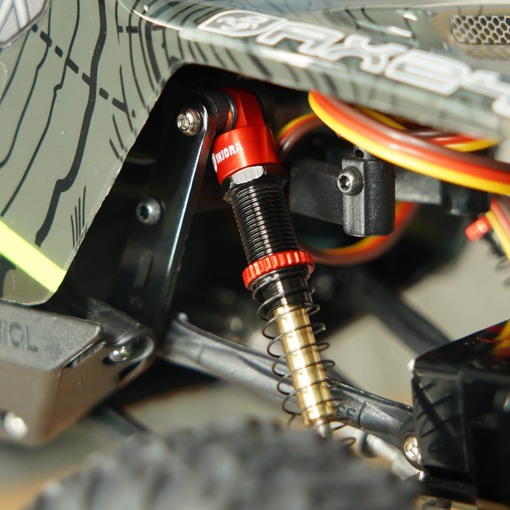 INJORA 51mm Shocks-Long Travel Threaded Double Barrel Damper for Axial AX24 SCX24 Upgrade 1/24 RC Crawler（Gold）