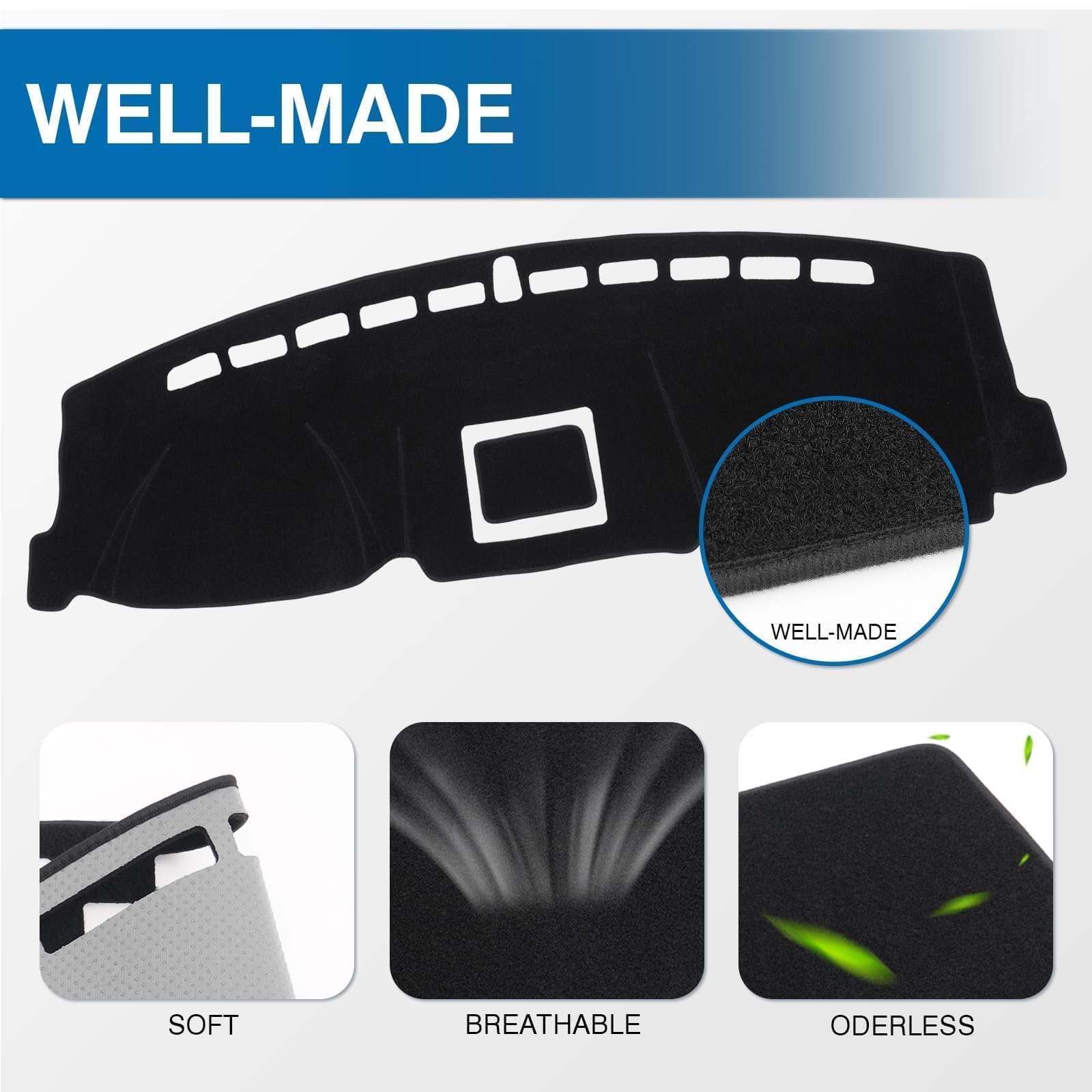 KUST Black Dash Cover for Ford Ranger 1995-2011/Ford Explorer 1995-2001/Mazda B2300 B2500 B3000 B4000 1995-2008/Mercury Mountaineer 1997-2001 Polyester Dashboard Cover Accessories for Ranger