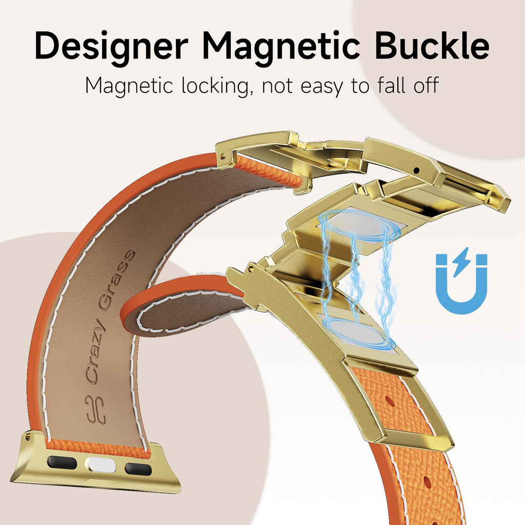 Designer Leather Band Compatible with Apple Watch 49mm46mm45mm44mm42mm41mm 40mm38mm for Women,Magnetic Buckle Replacement Strap for iWatch Ultra 3/2 /1 SE 3/2/1 Series 11/10/9/8/7/6/5/4/3/2/1