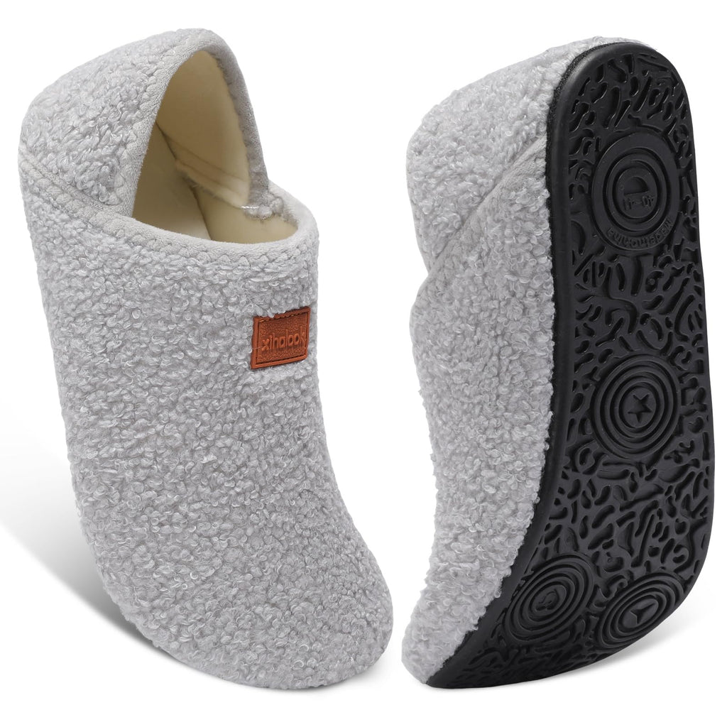 XIHALOOK House Slippers for Women Men Cozy Sock Shoes with Soft Rubber Sole Slip On for Indoor/Outdoor